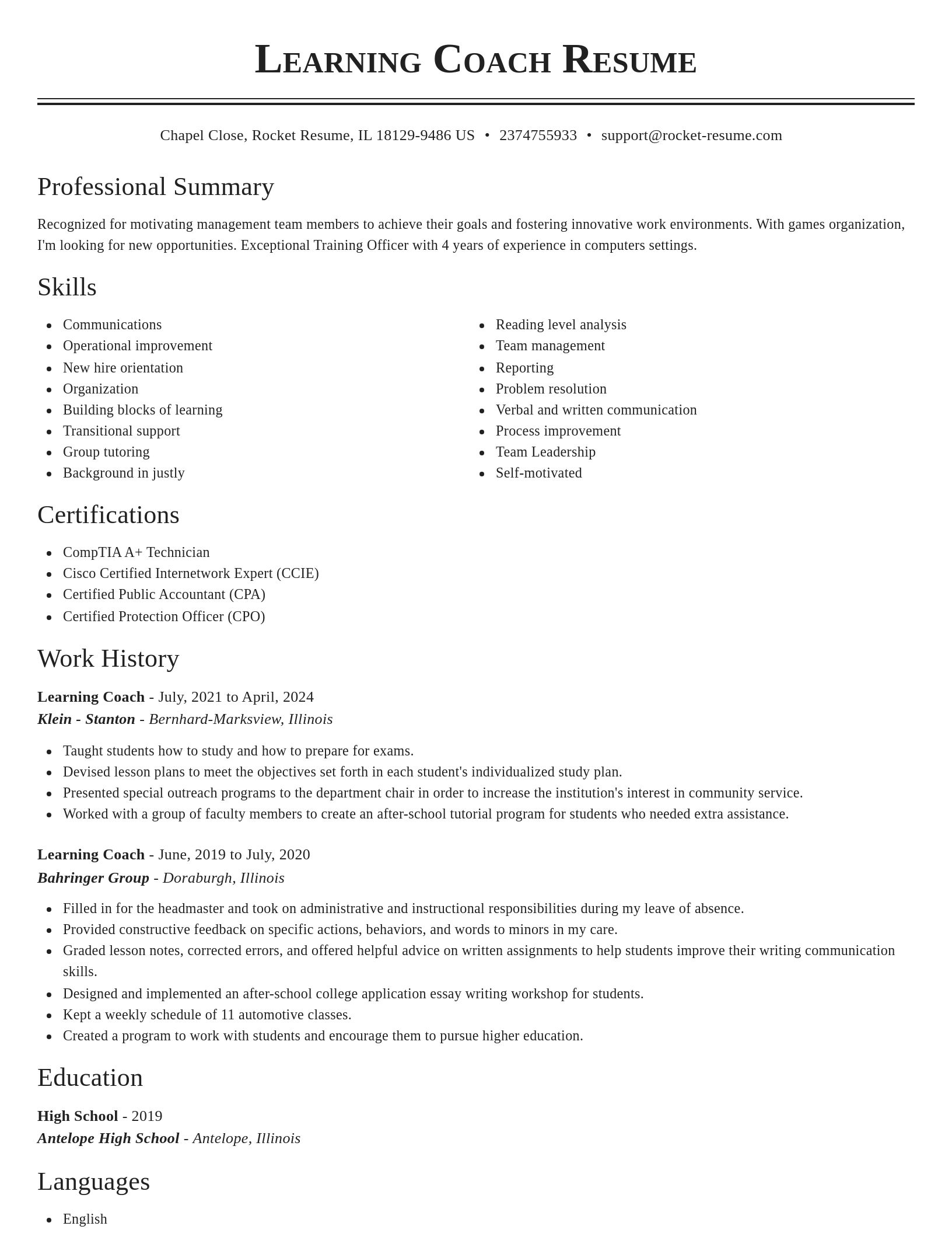 Classic resume template