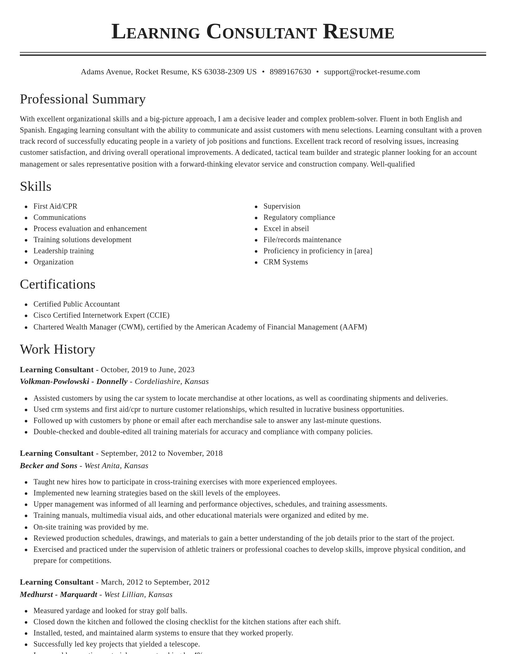 Classic resume template