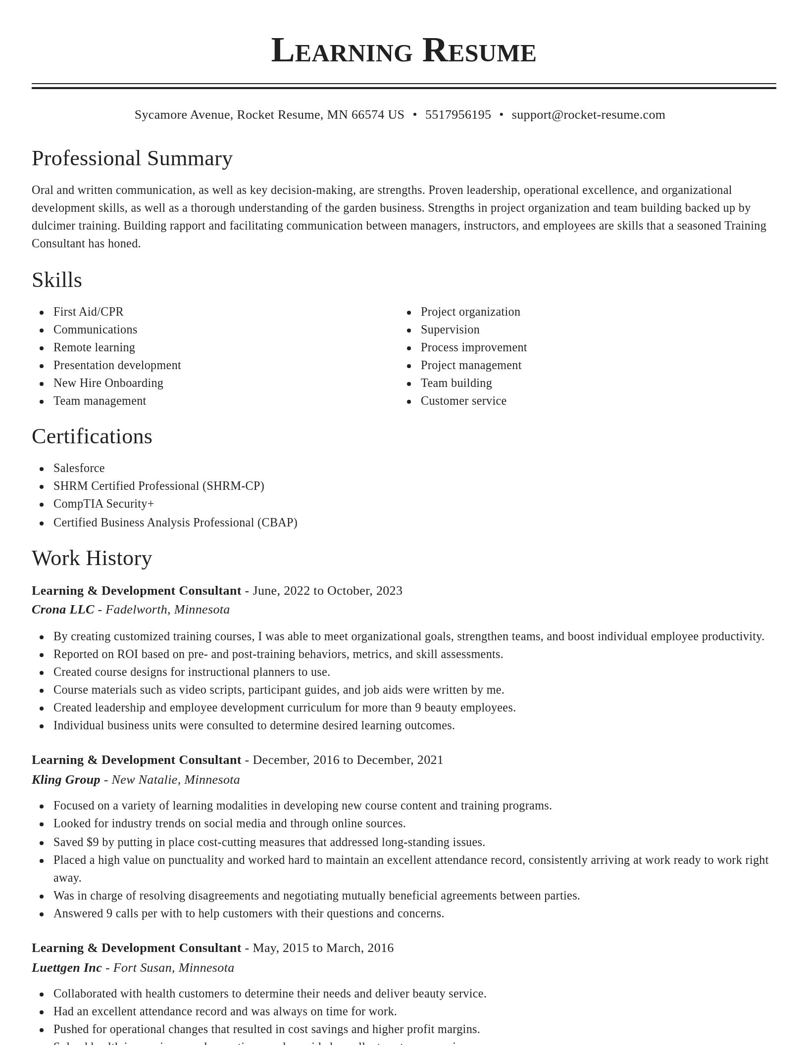 Classic resume template