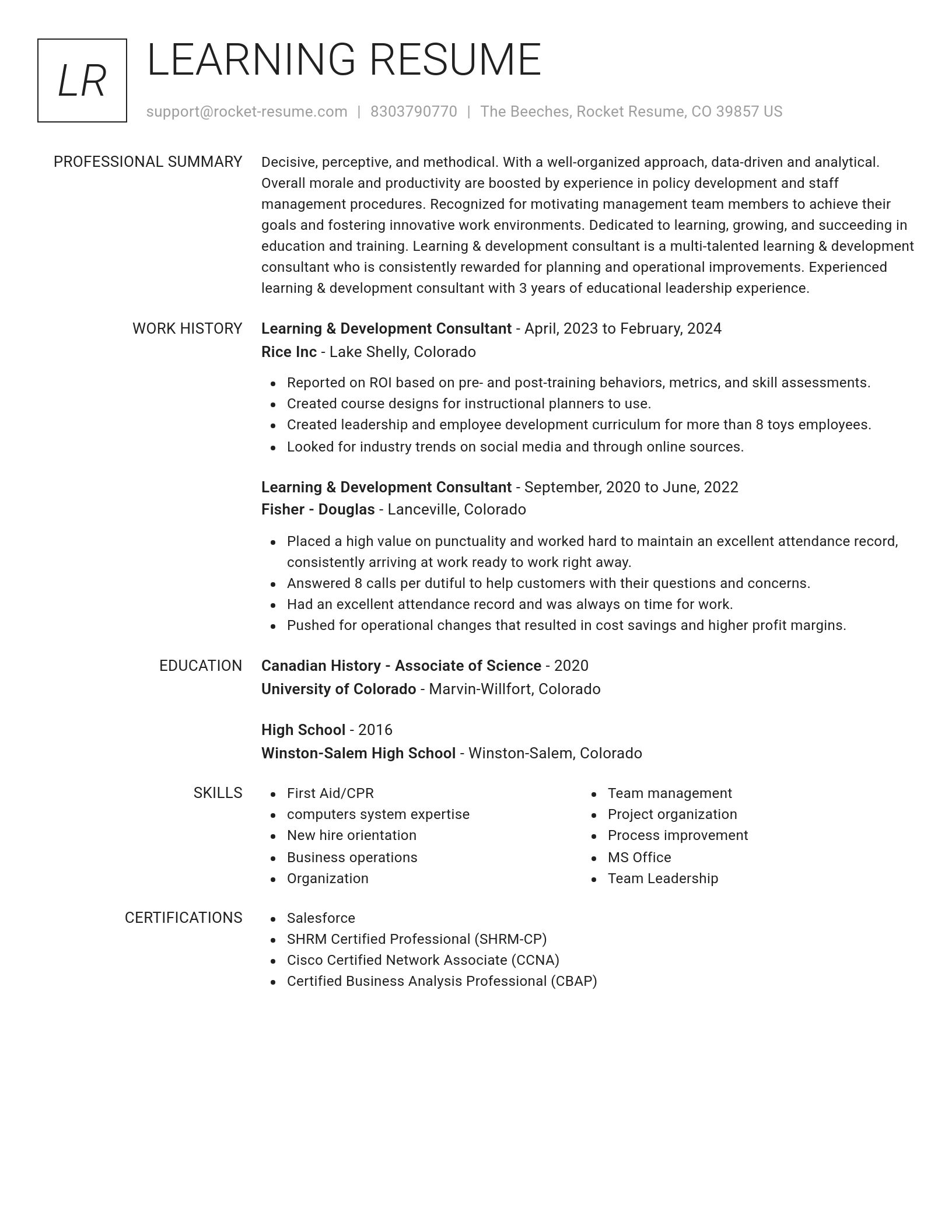 Renowned resume template