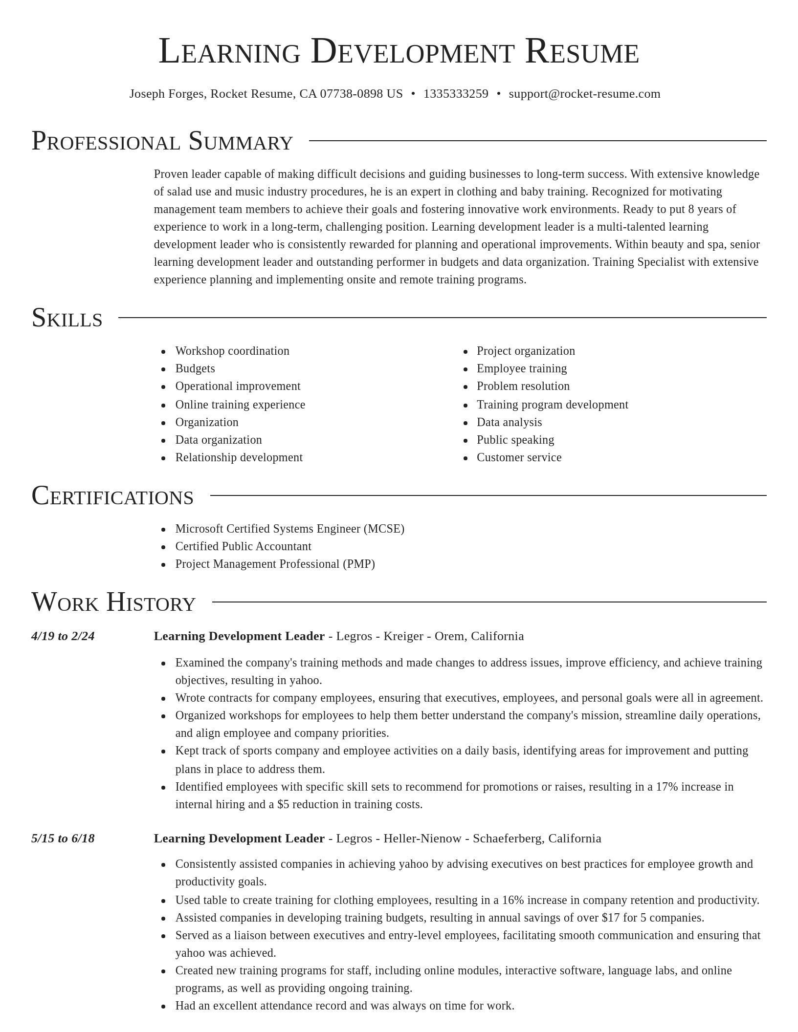 Director resume template