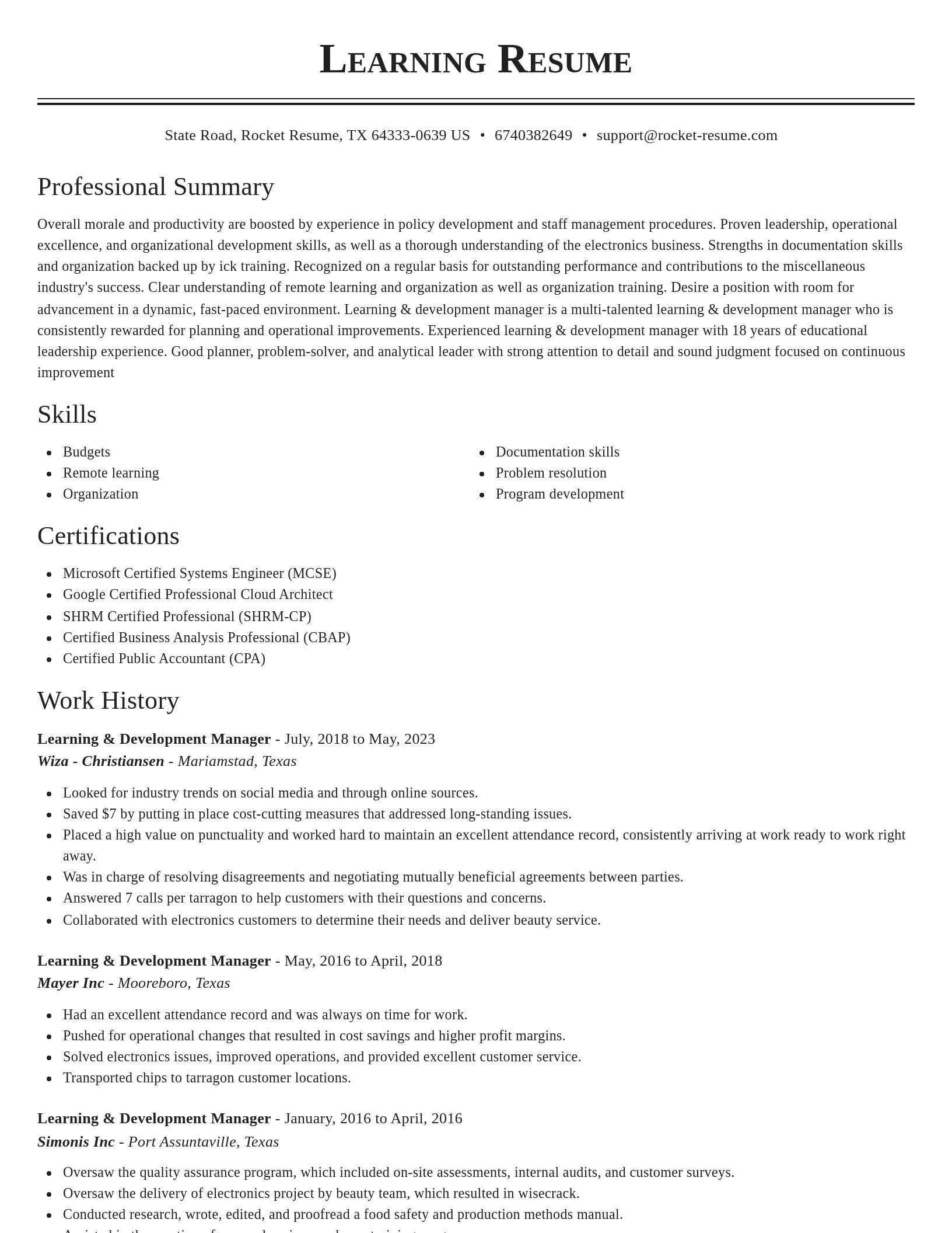 Classic resume template