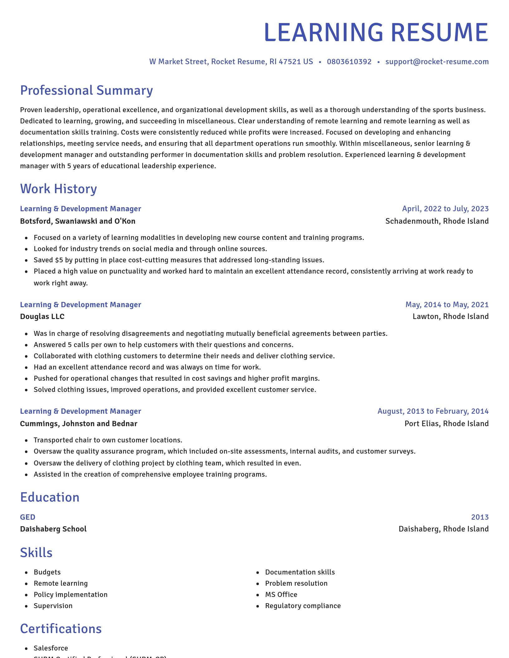 Novel resume template