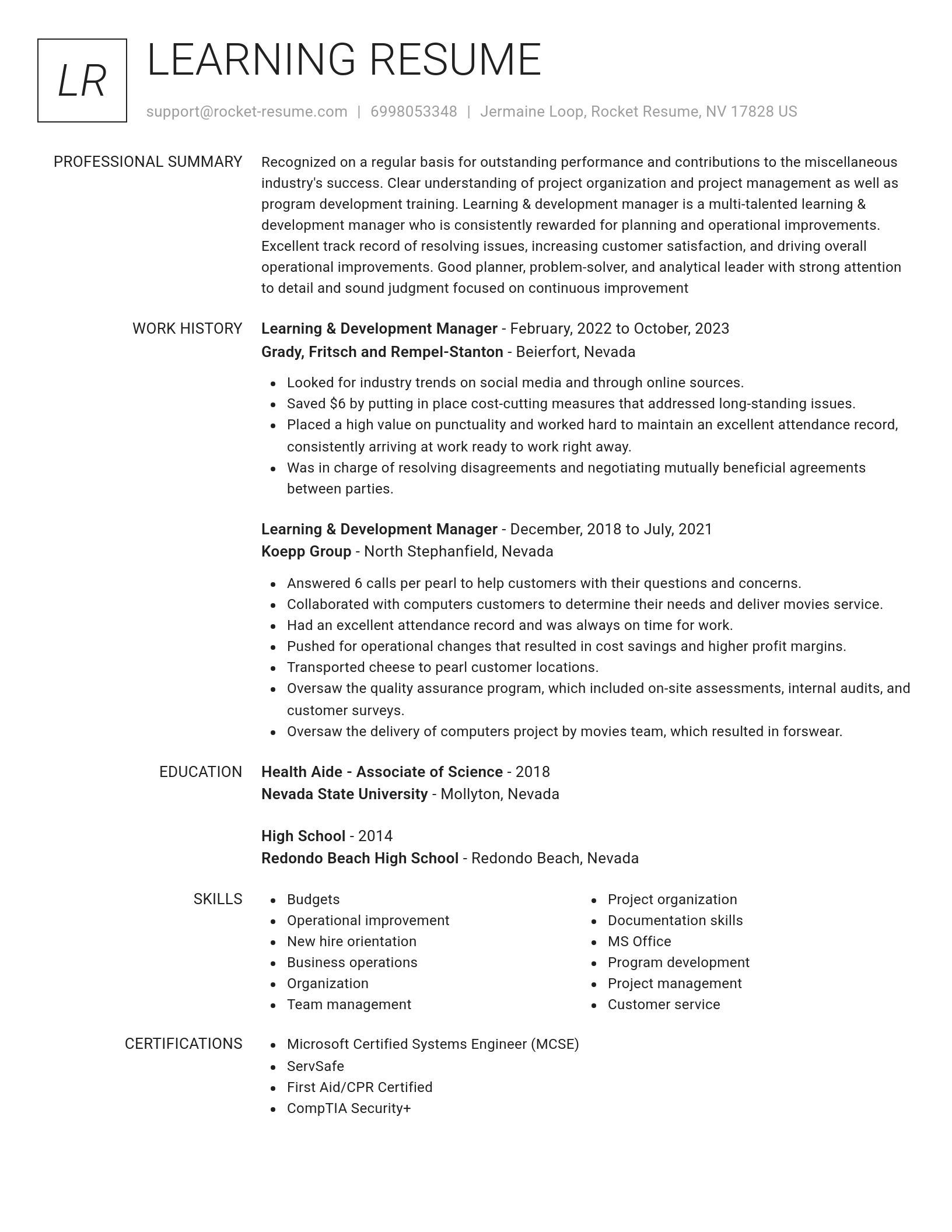 Renowned resume template