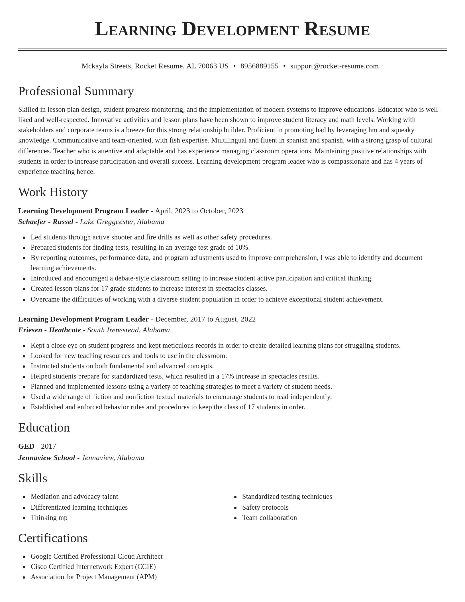 Classic resume template