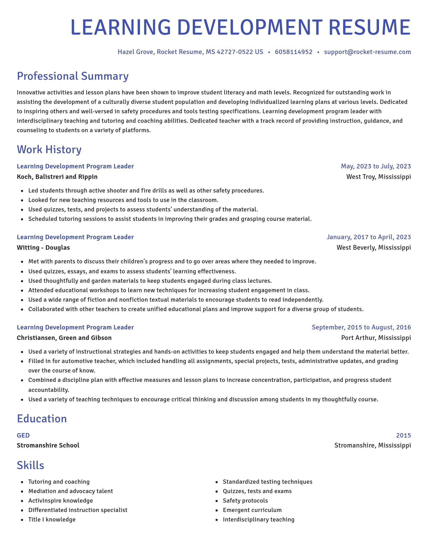 Novel resume template