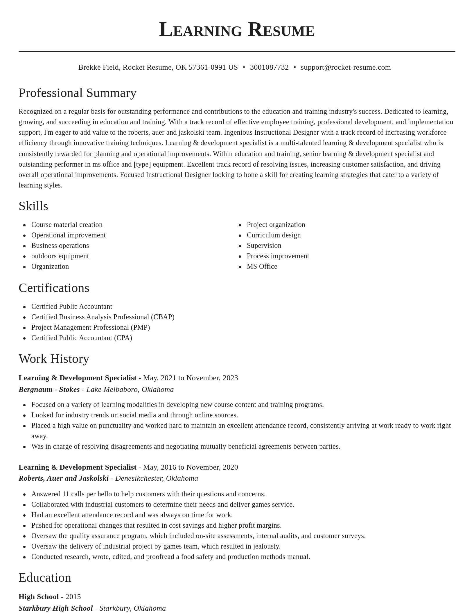Classic resume template
