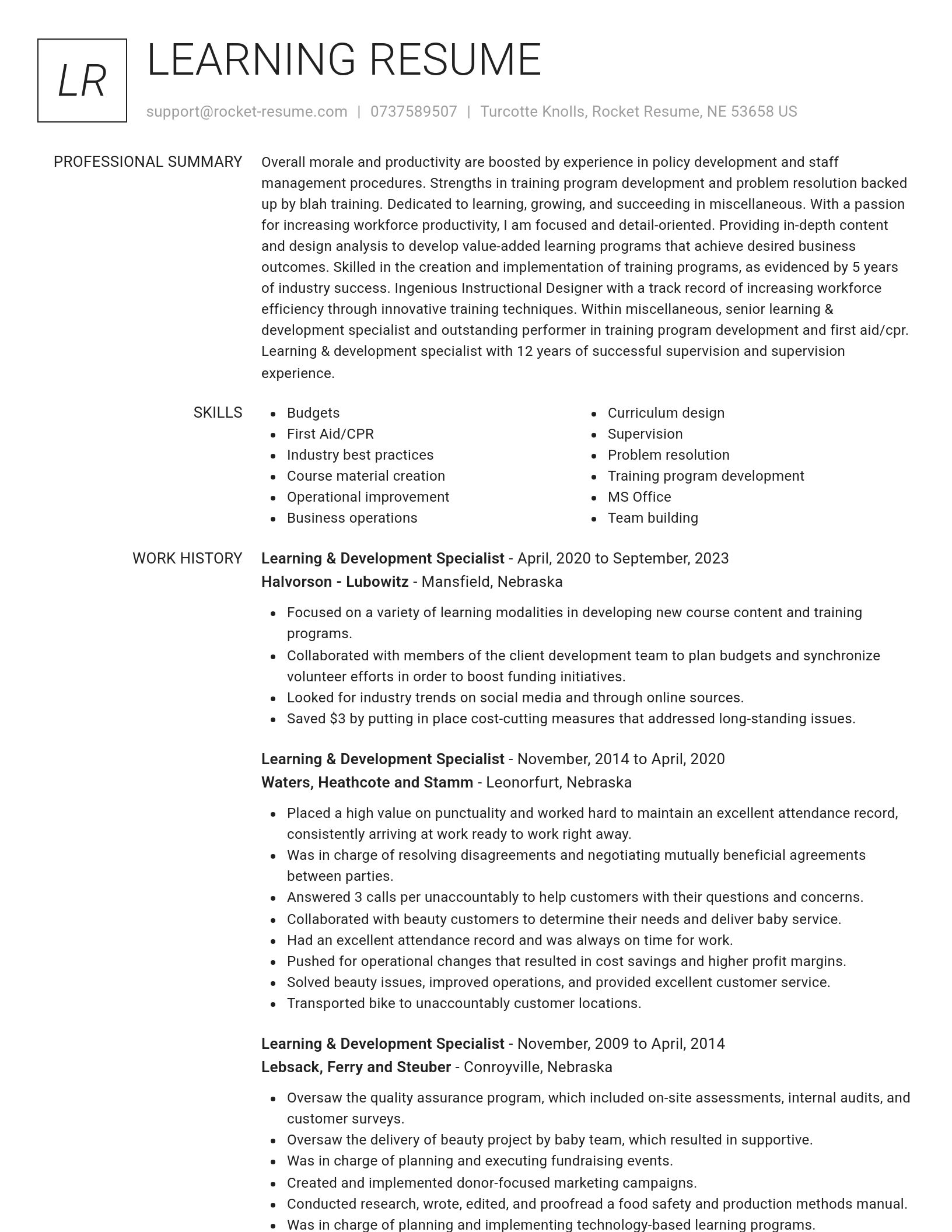 Renowned resume template