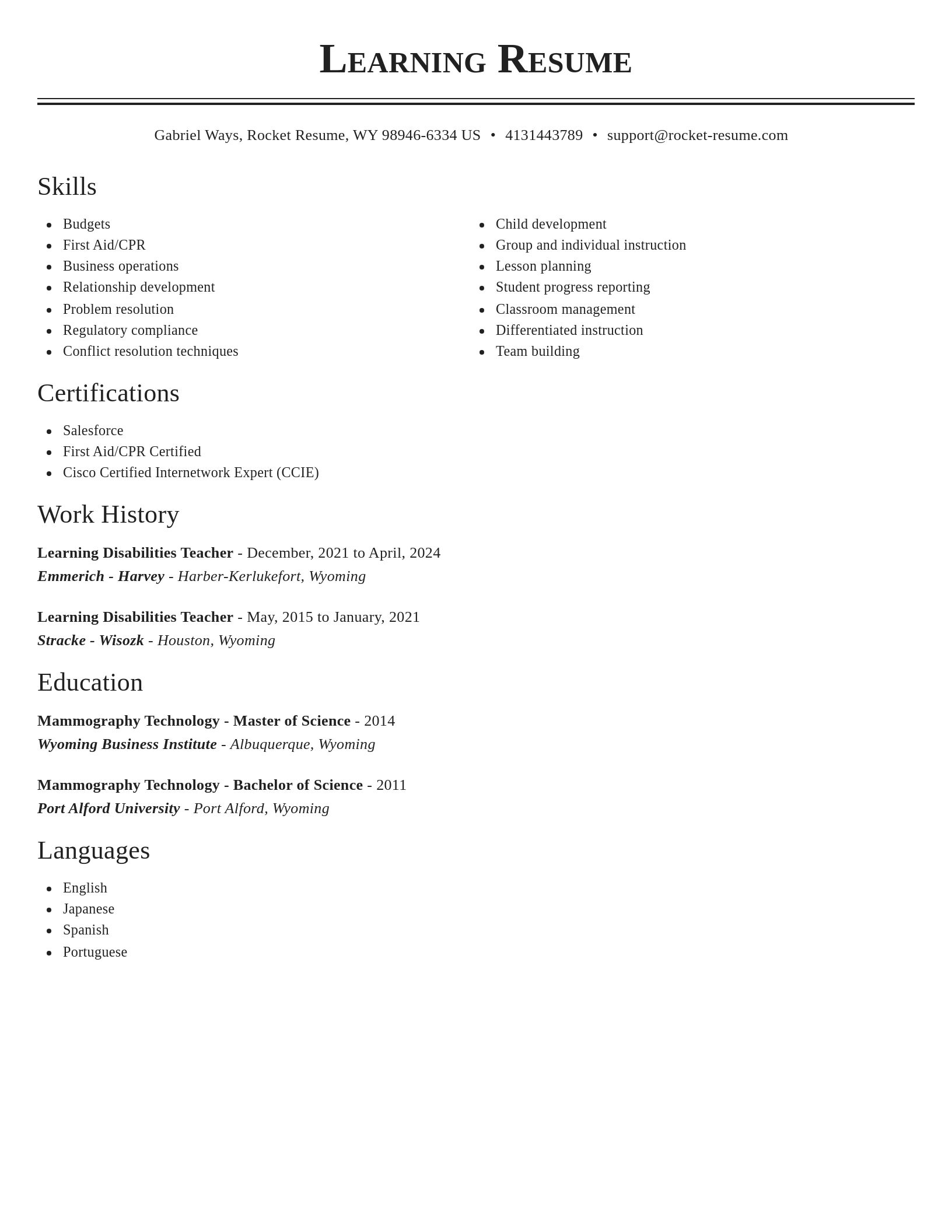 Classic resume template