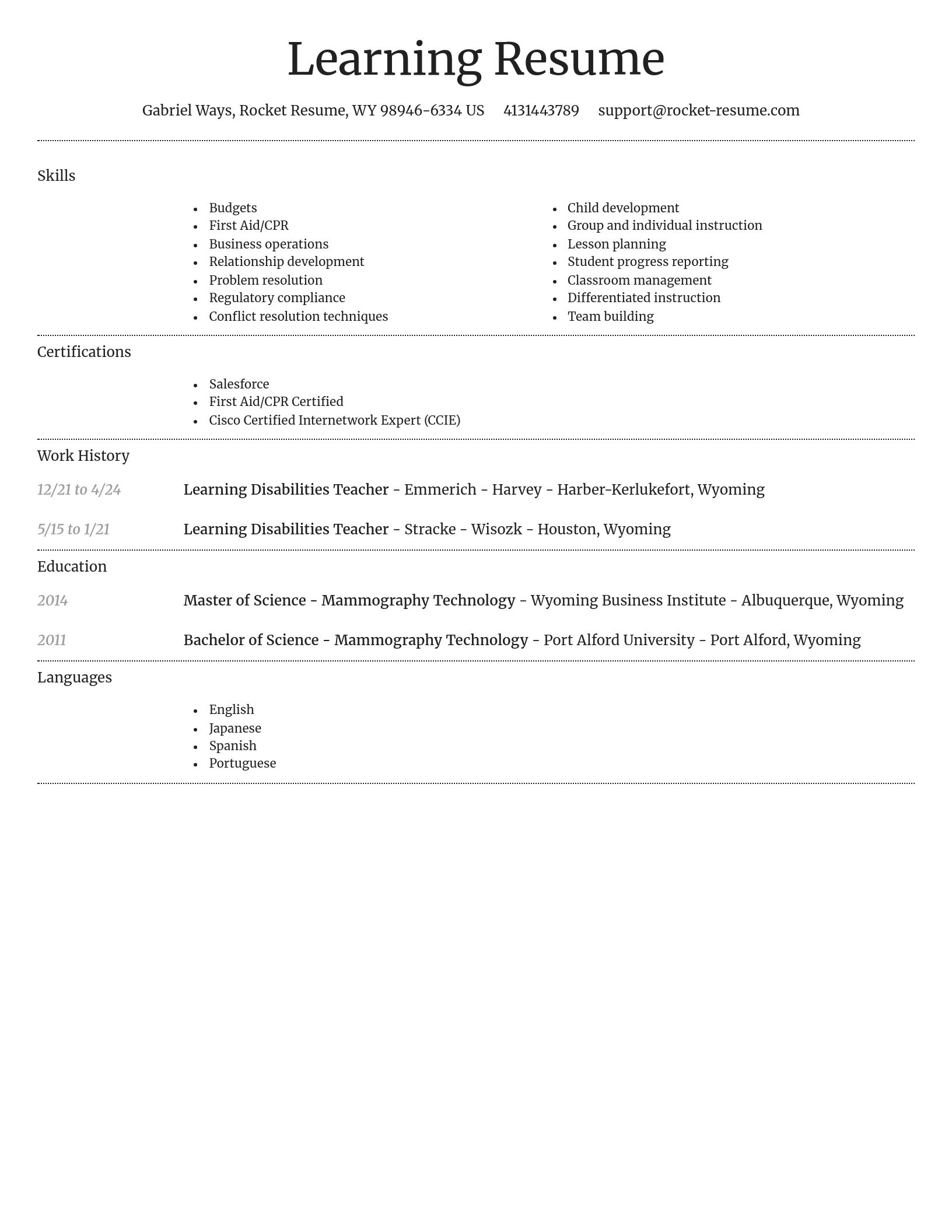 Dignified resume template