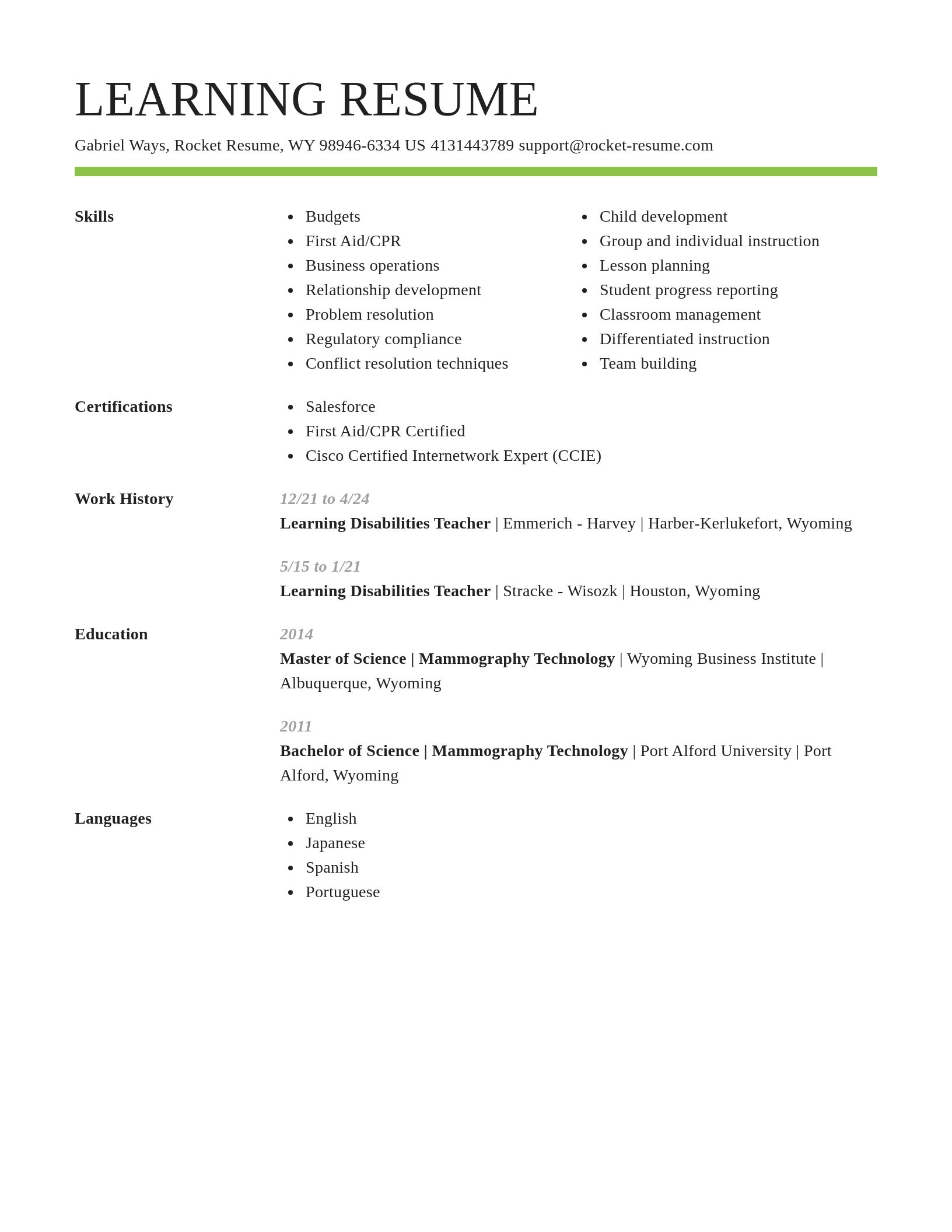 Smart resume template
