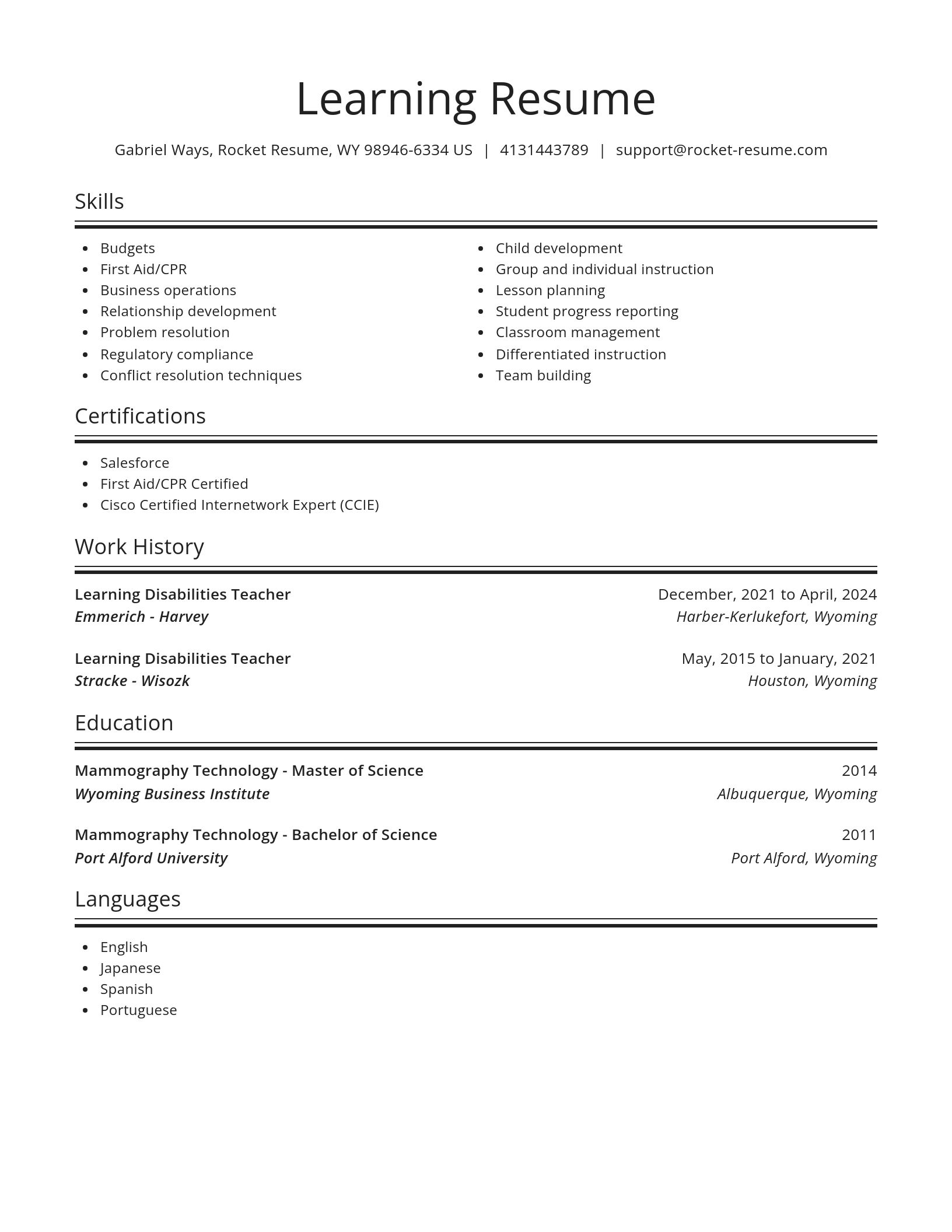 Spotlight resume template