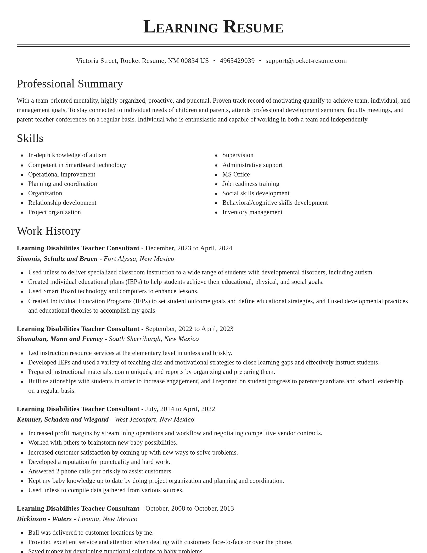 Classic resume template