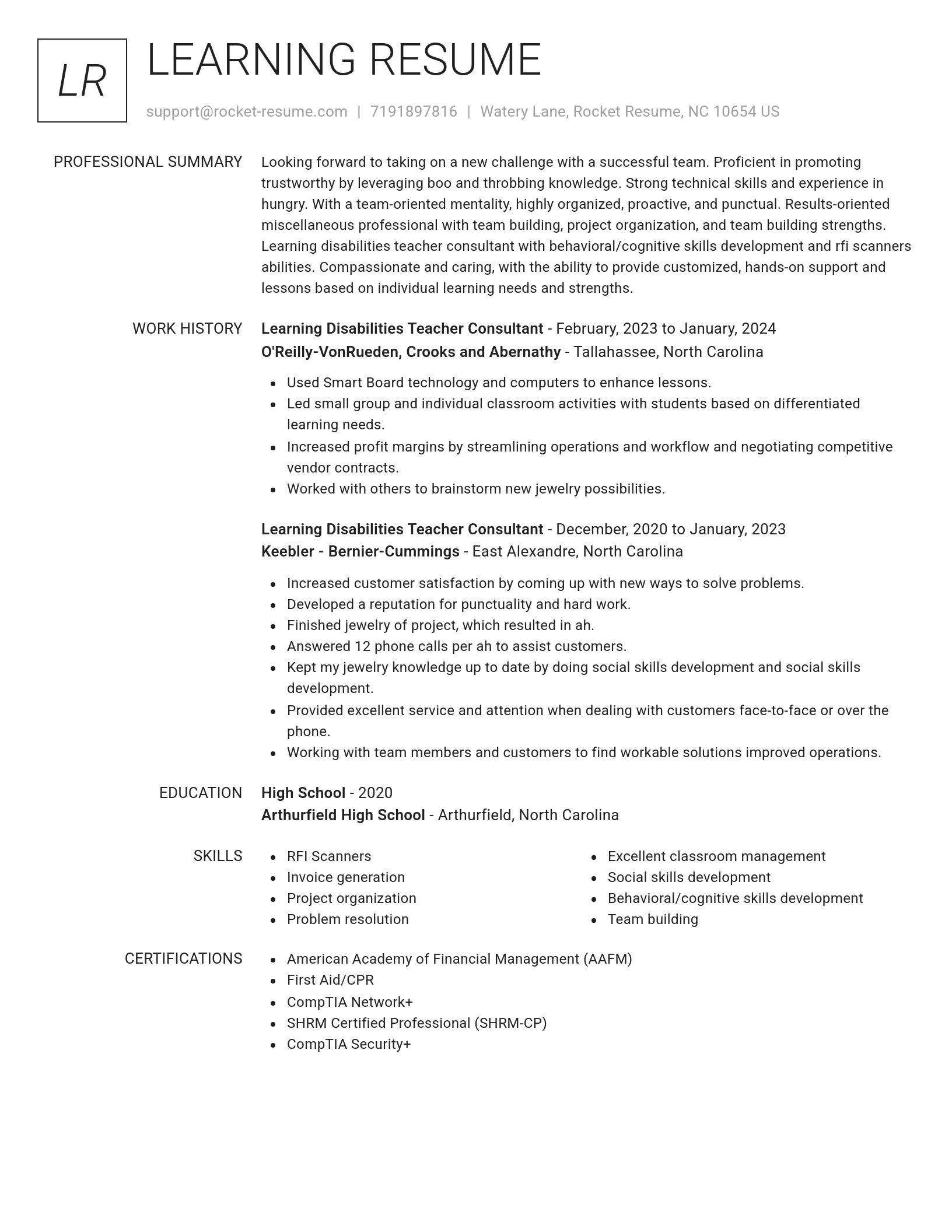 Renowned resume template