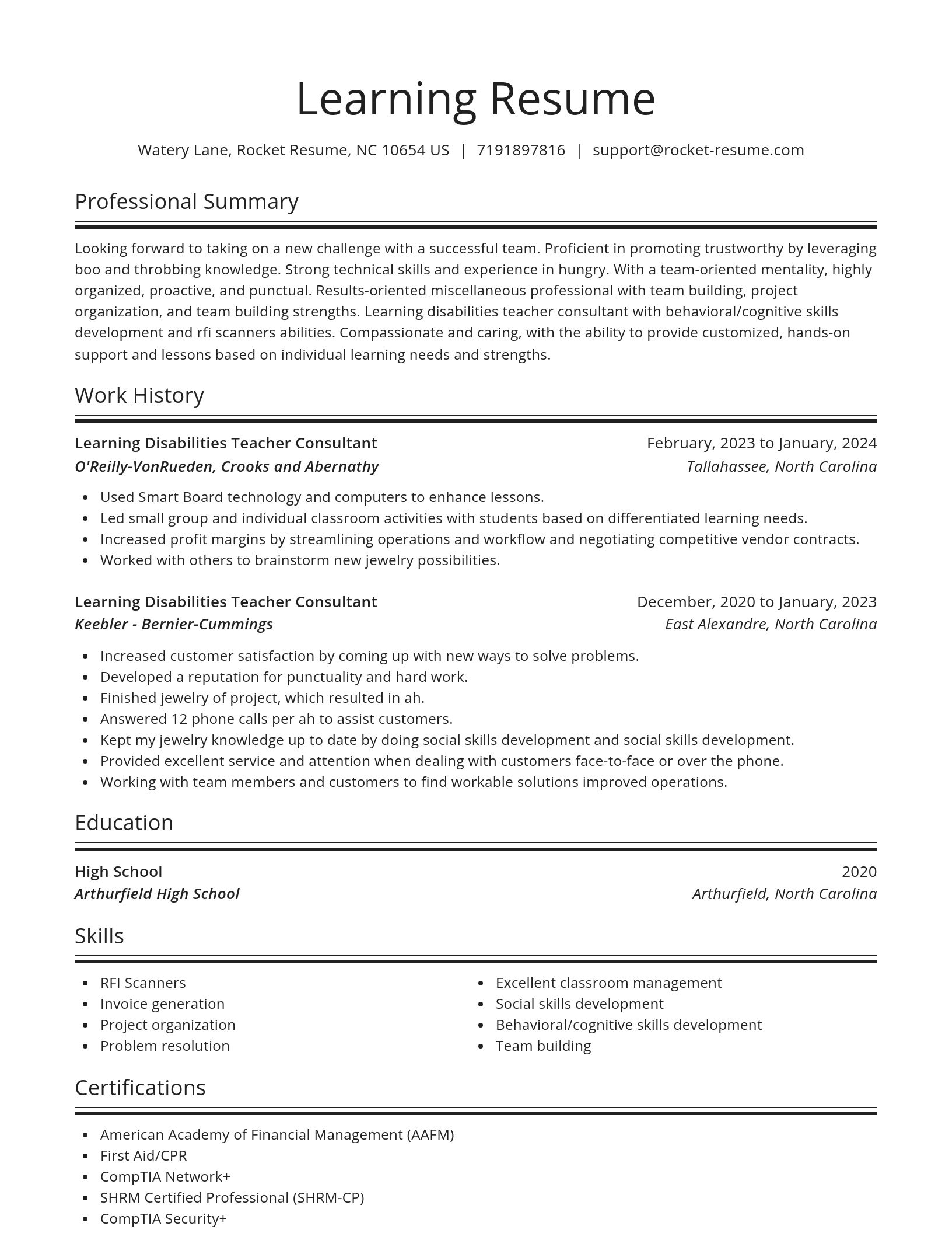 Spotlight resume template