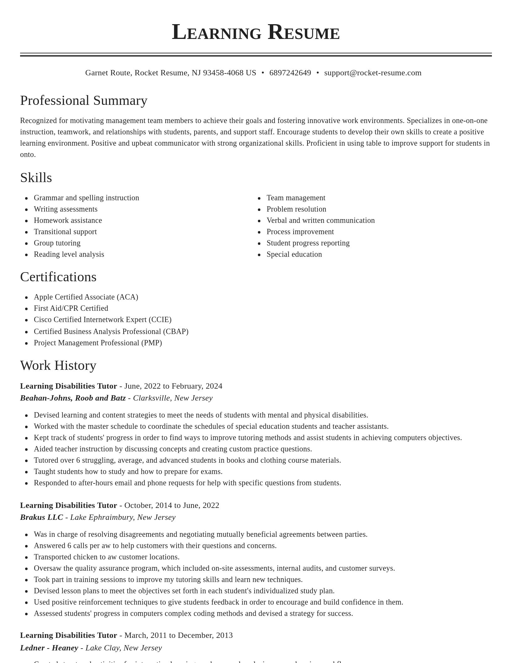 Classic resume template