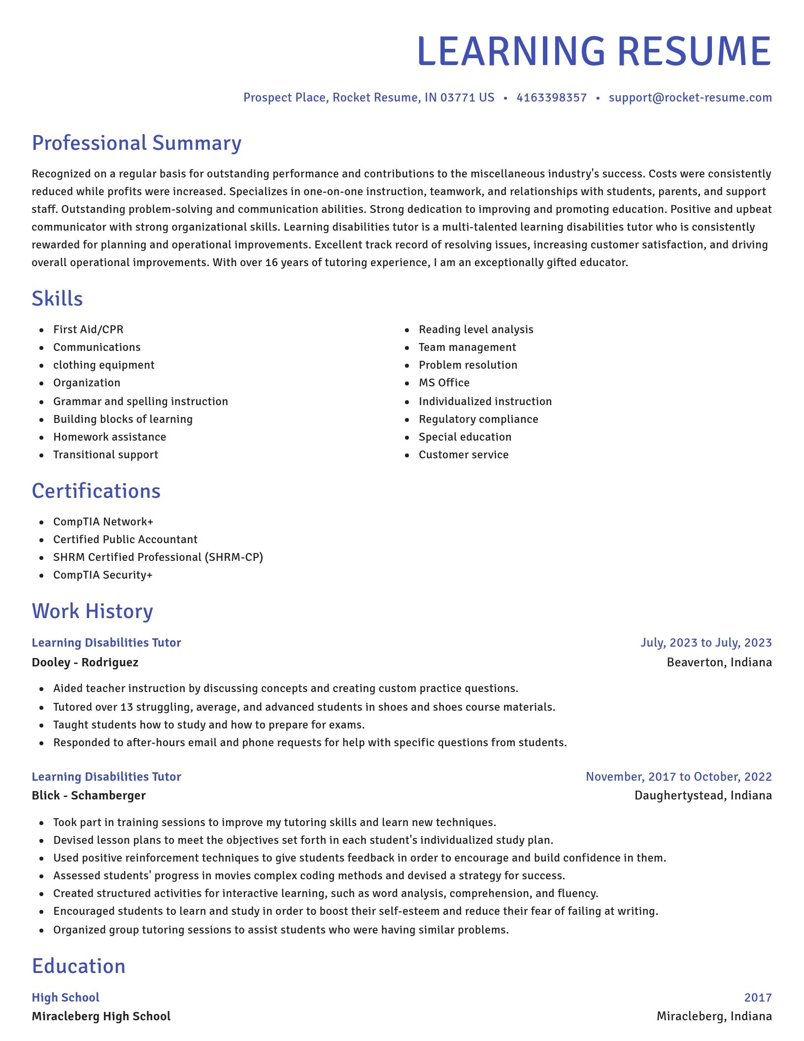 Novel resume template