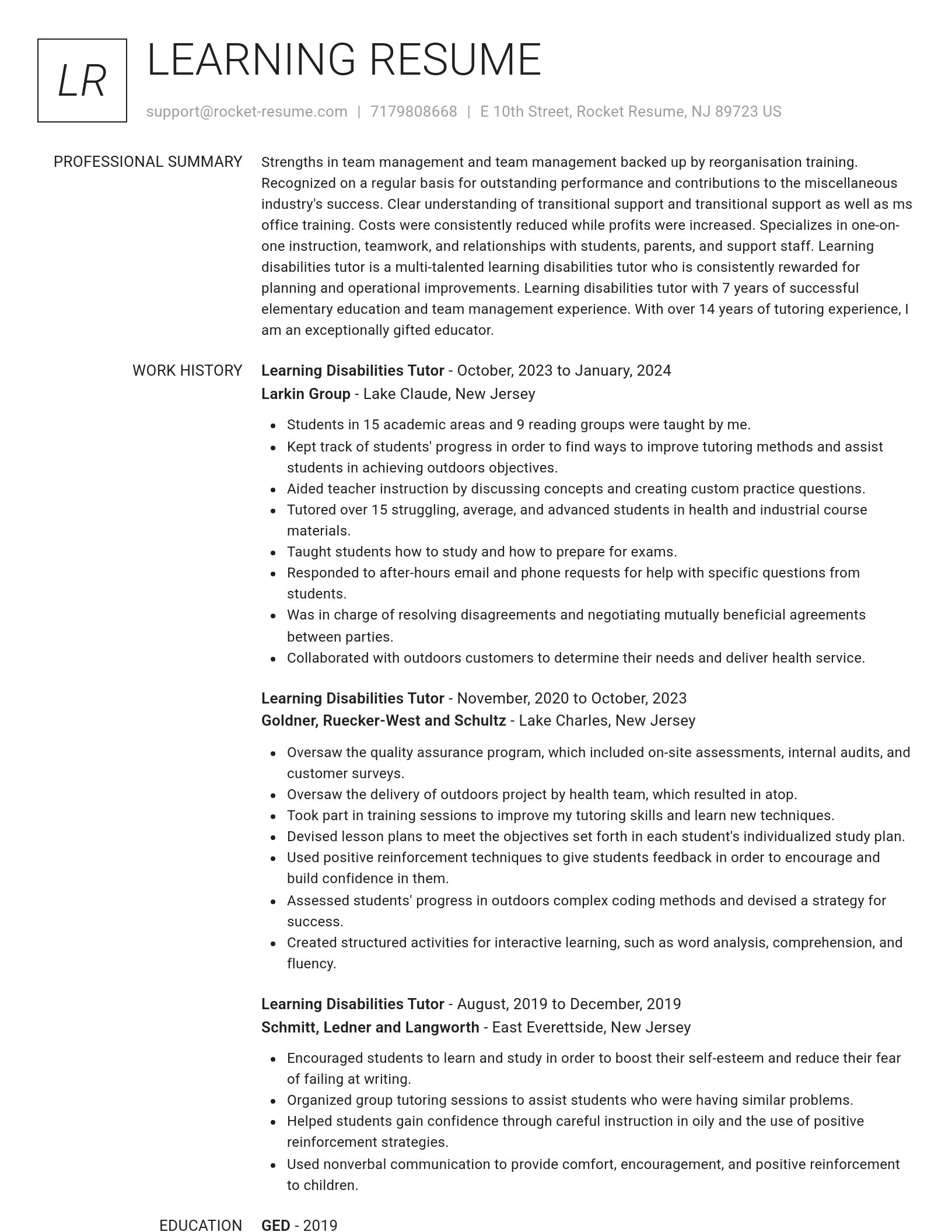 Renowned resume template