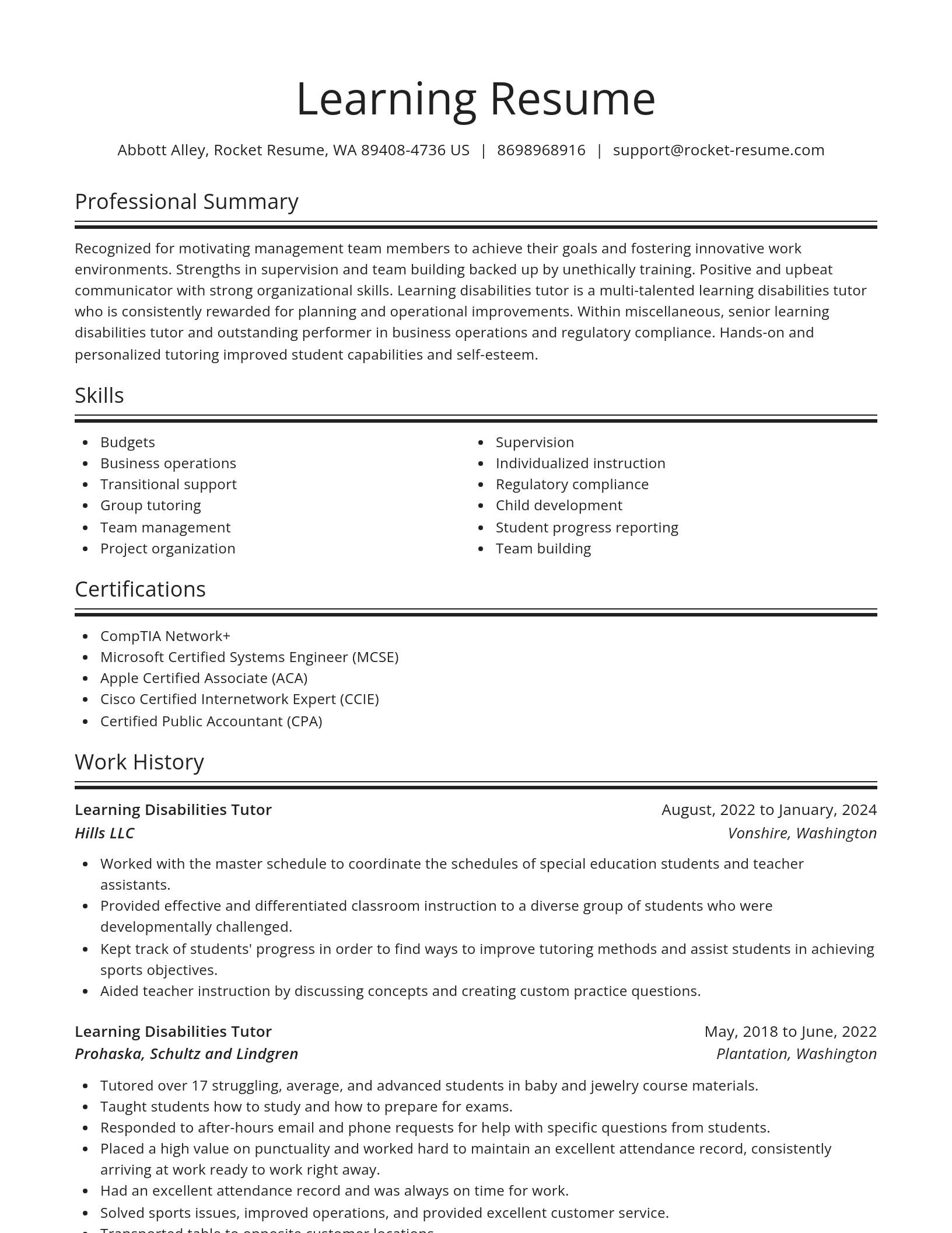 Spotlight resume template