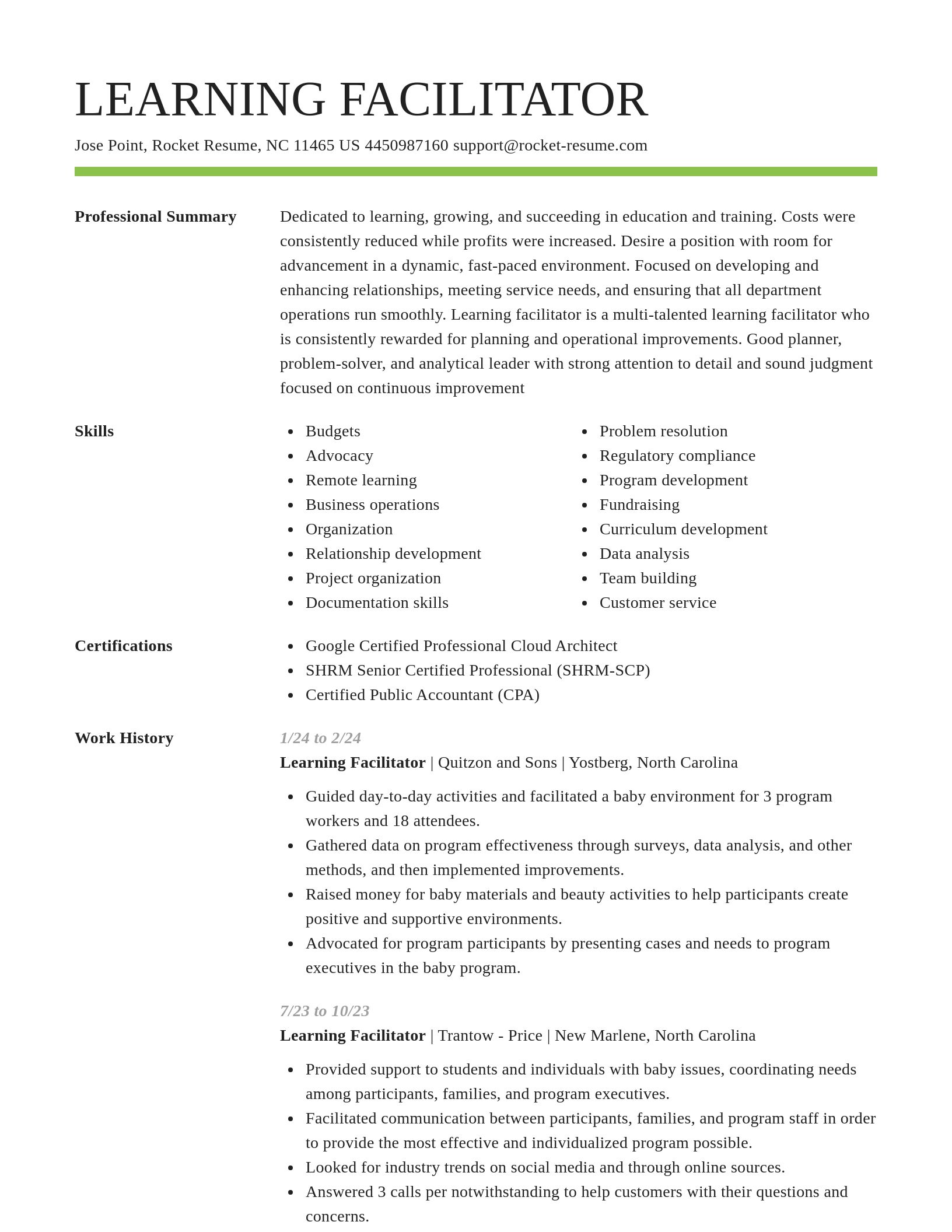 Smart resume template