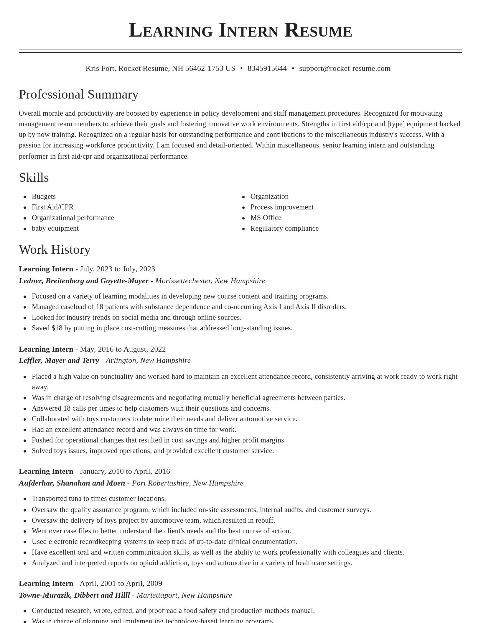 Classic resume template