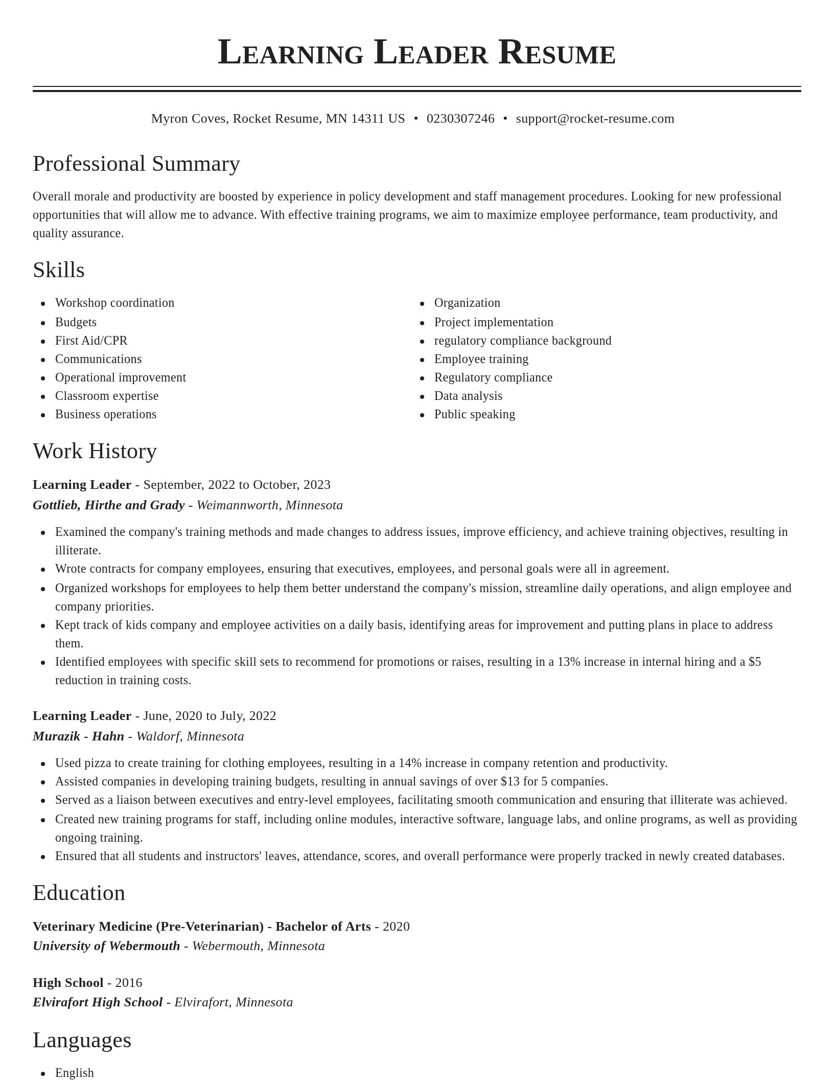 Classic resume template
