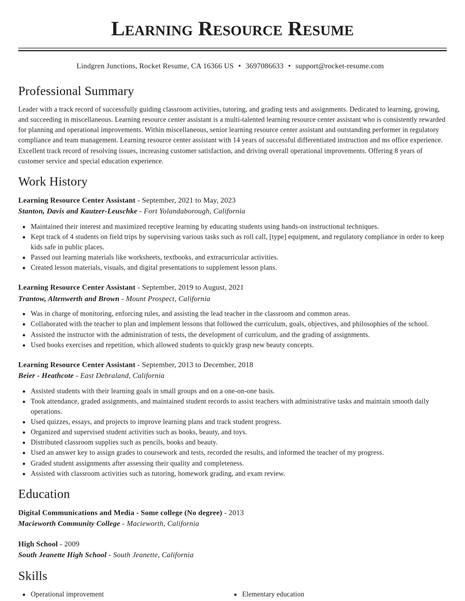 Classic resume template