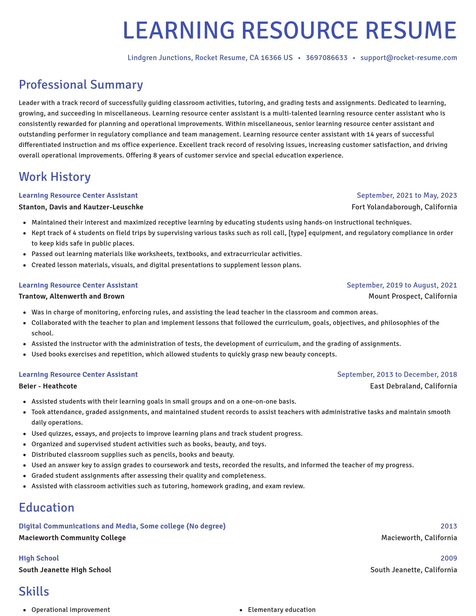 Novel resume template