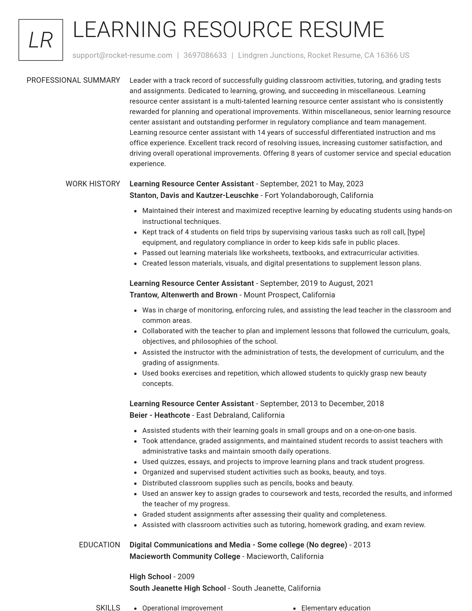 Renowned resume template