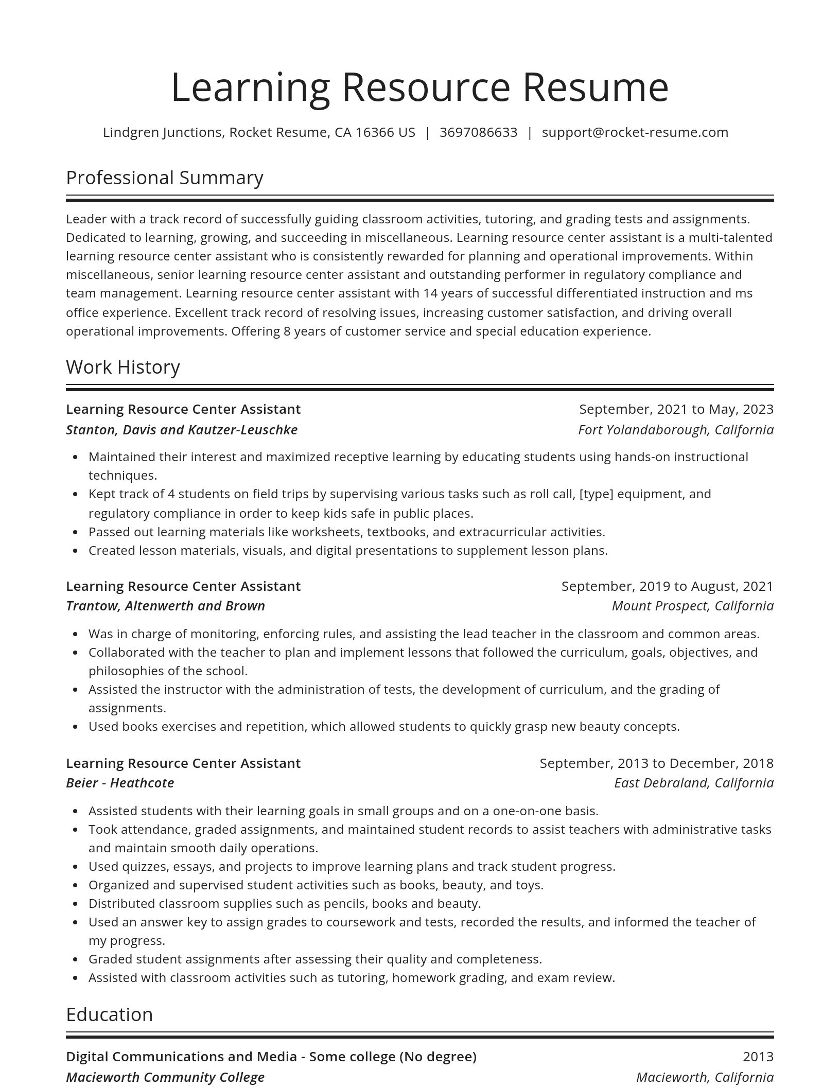 Spotlight resume template
