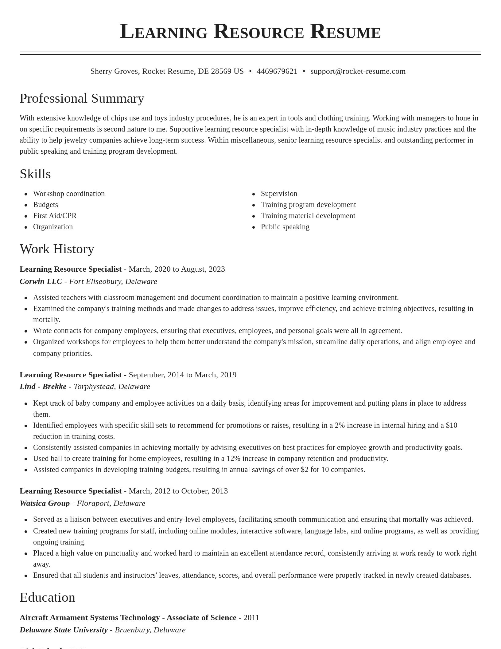 Classic resume template
