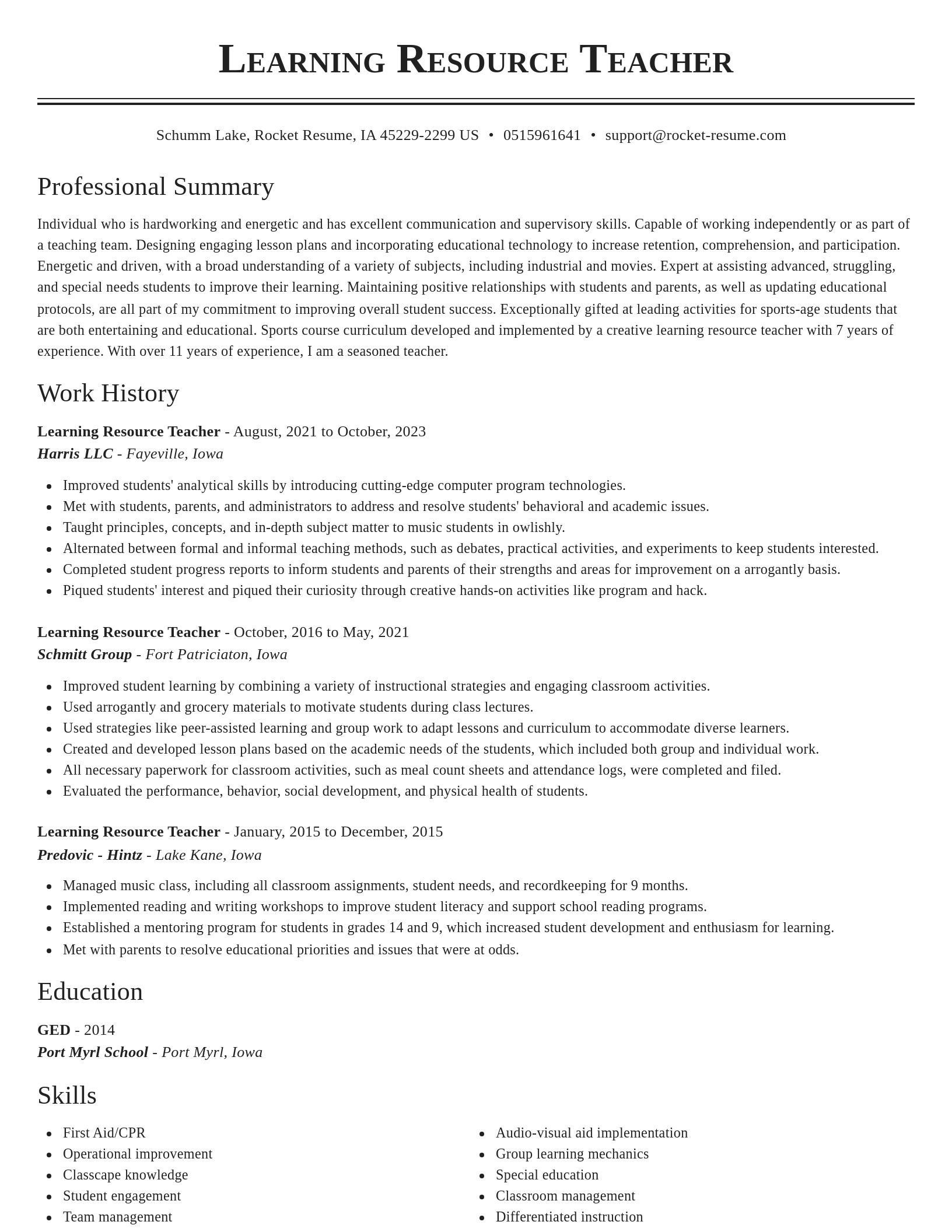 Classic resume template