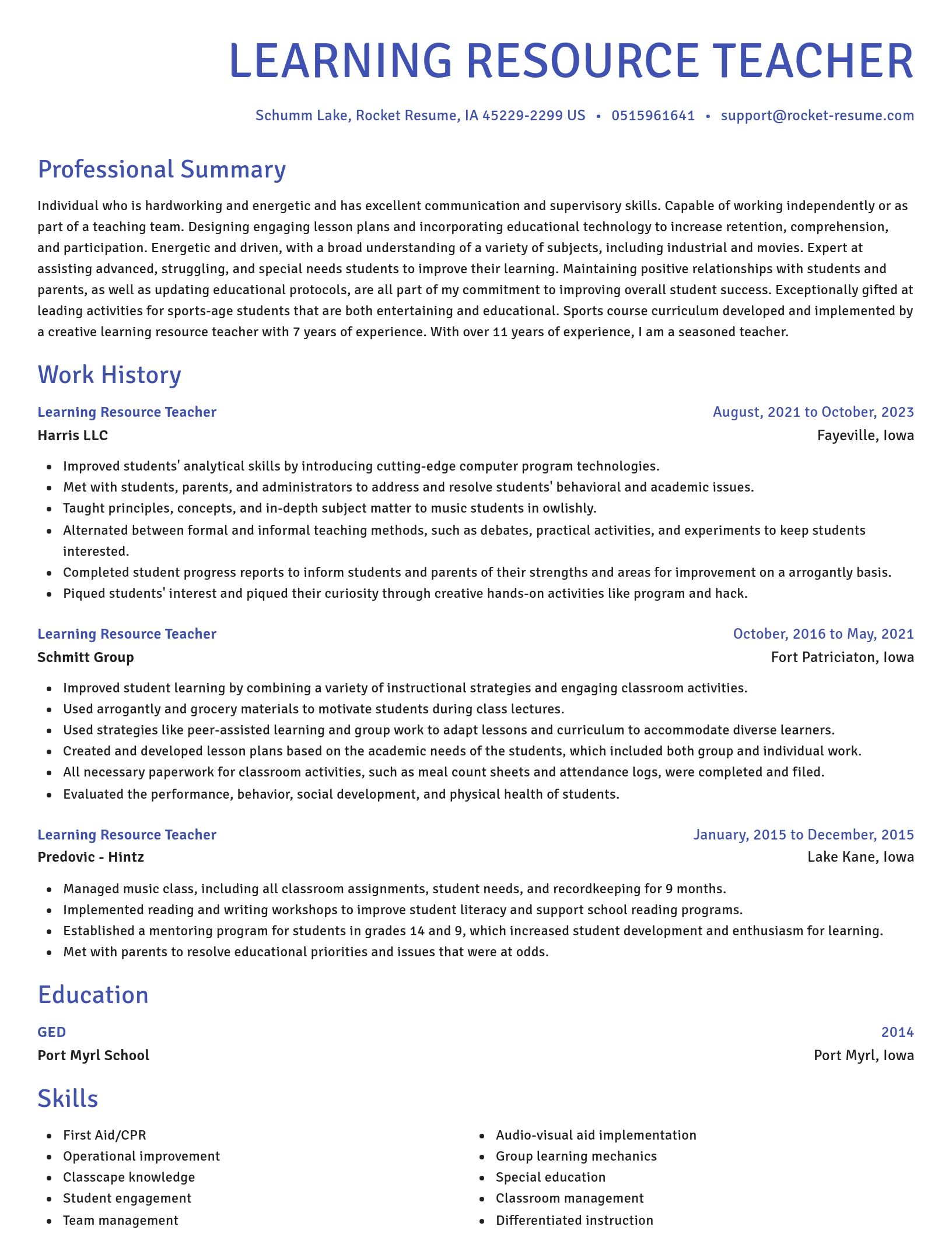 Novel resume template