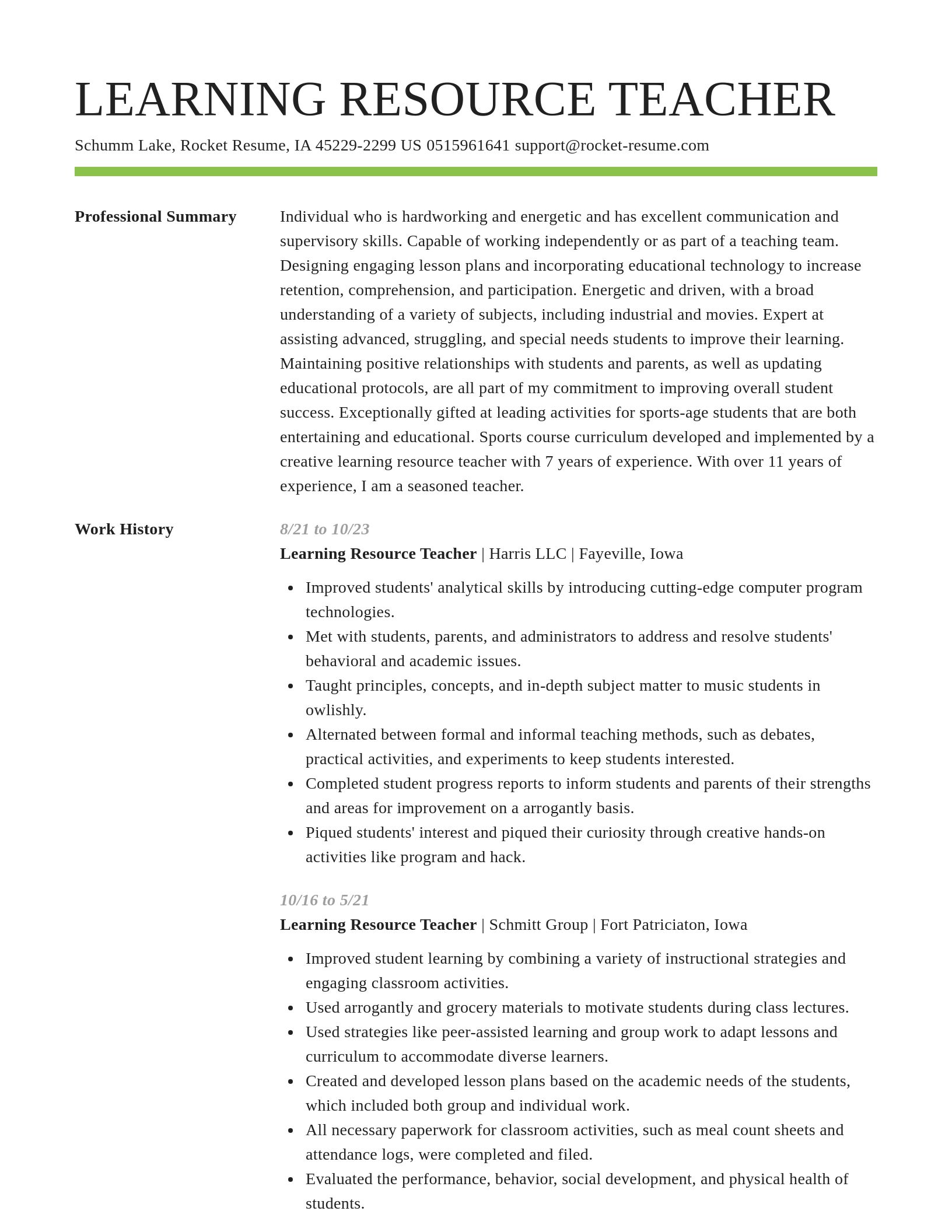 Smart resume template