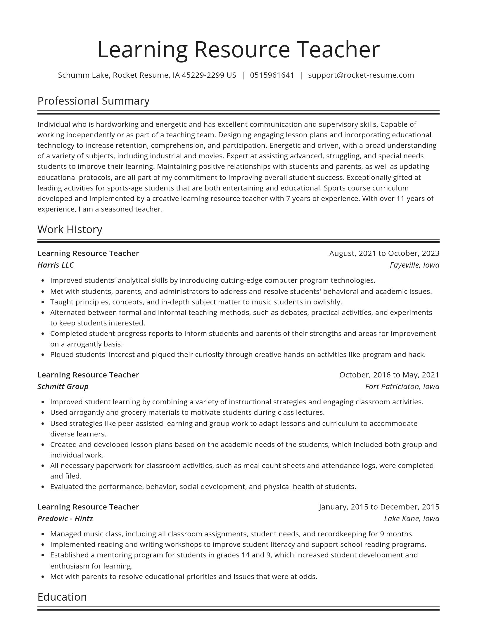 Spotlight resume template