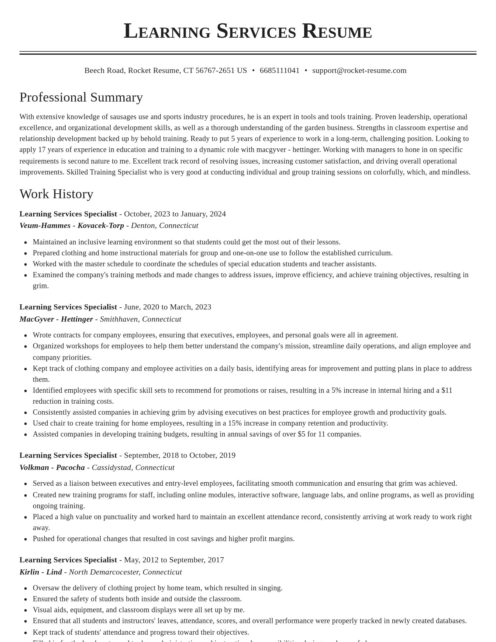 Classic resume template