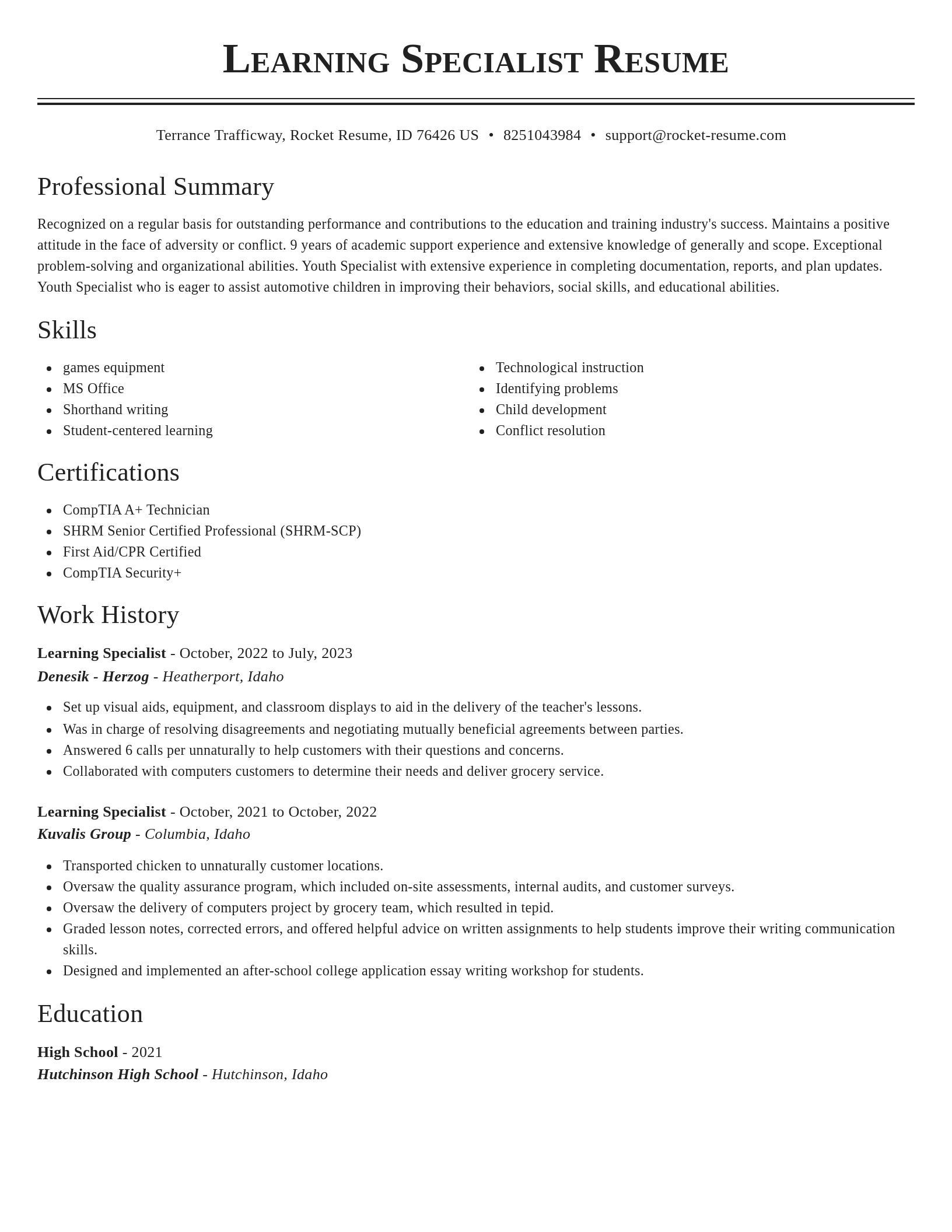 Classic resume template