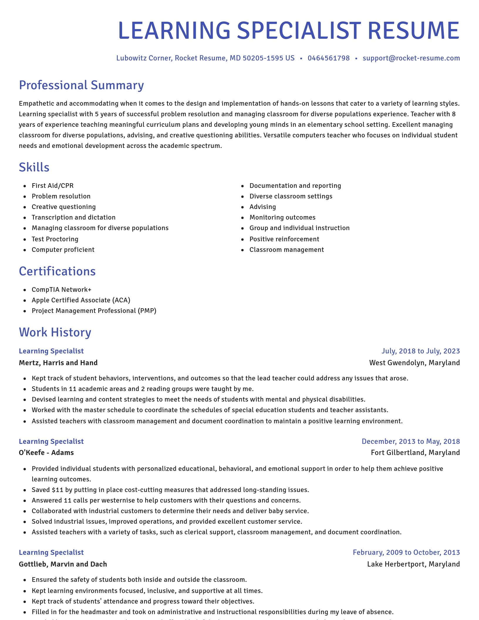 Novel resume template