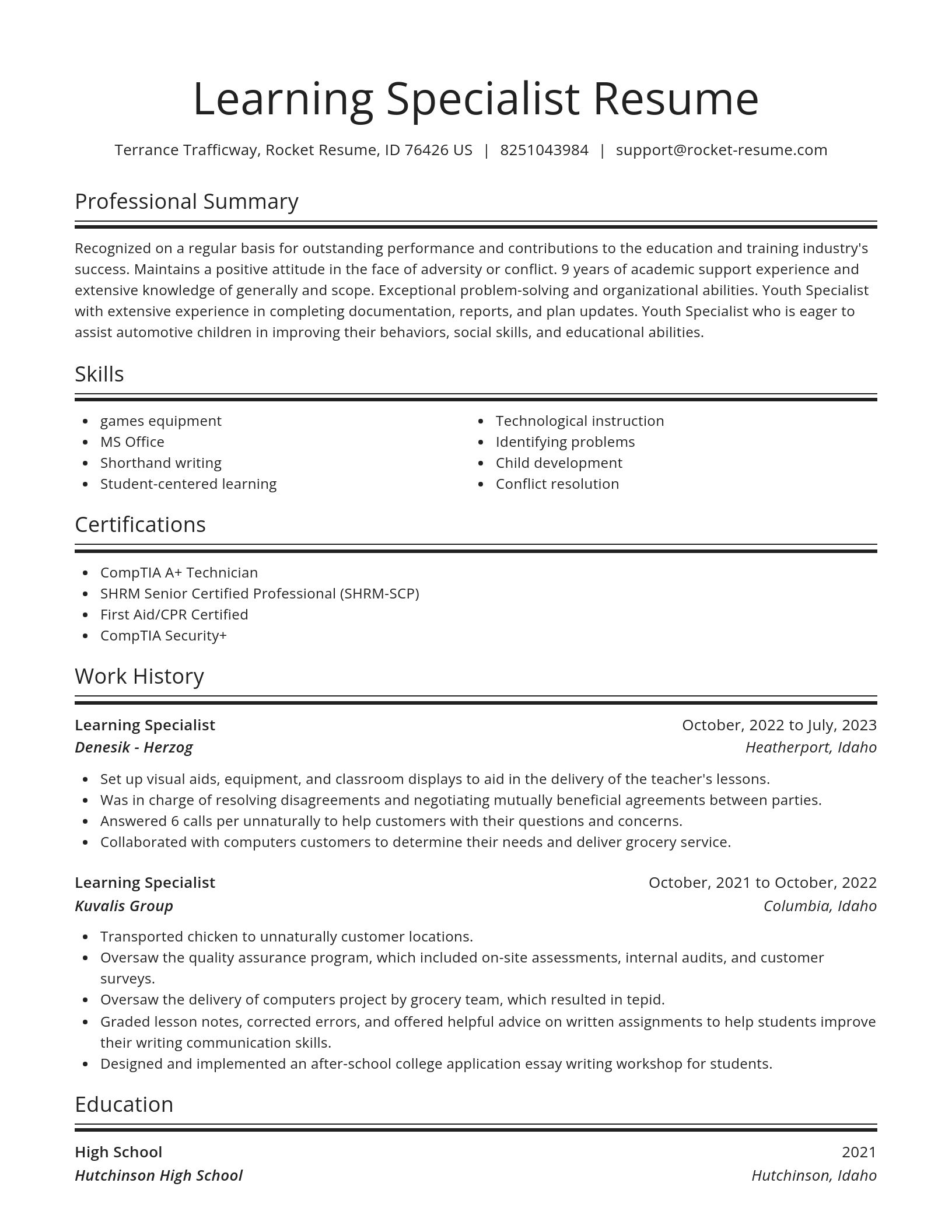 Spotlight resume template