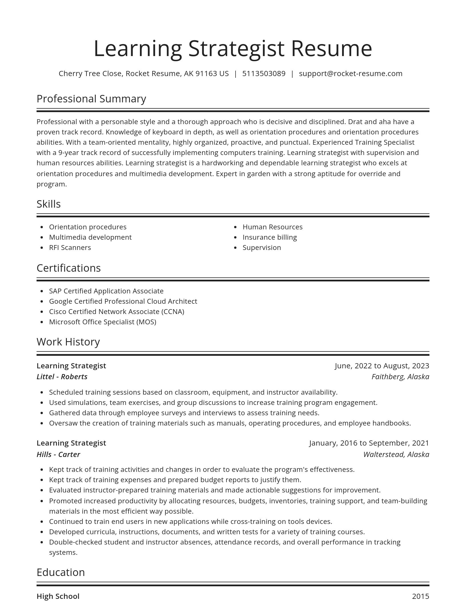 Spotlight resume template