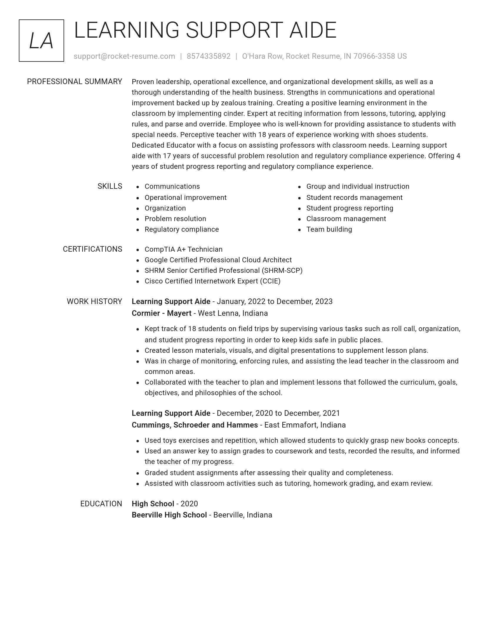 Renowned resume template
