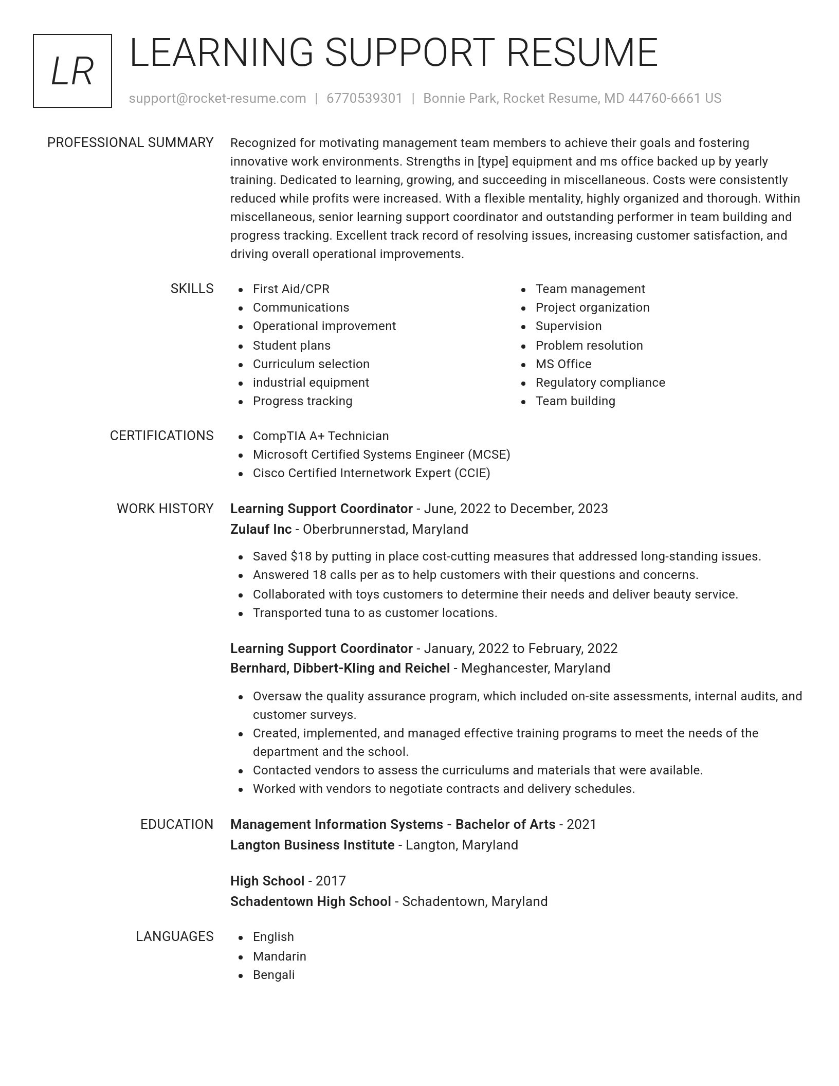 Renowned resume template