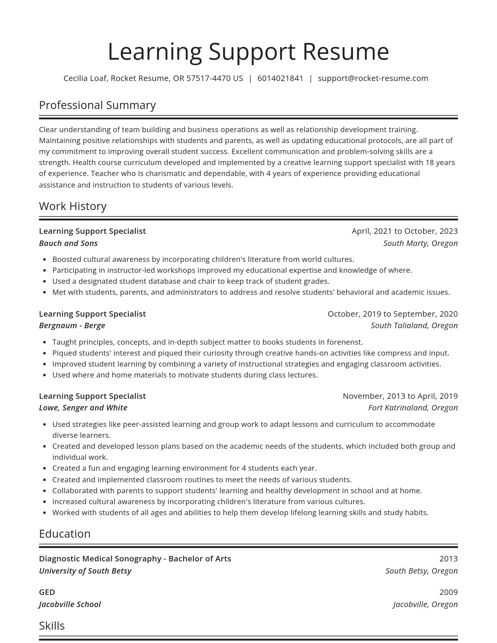 Spotlight resume template