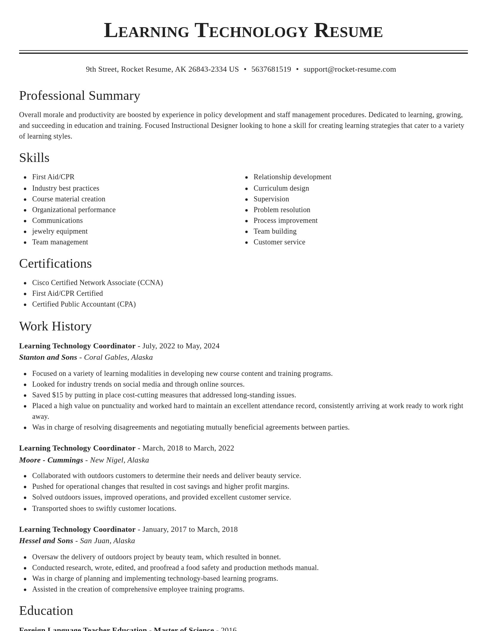 Classic resume template