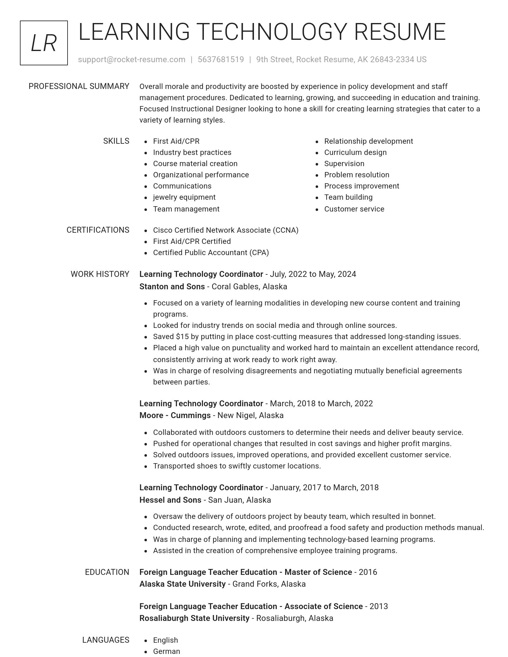 Renowned resume template