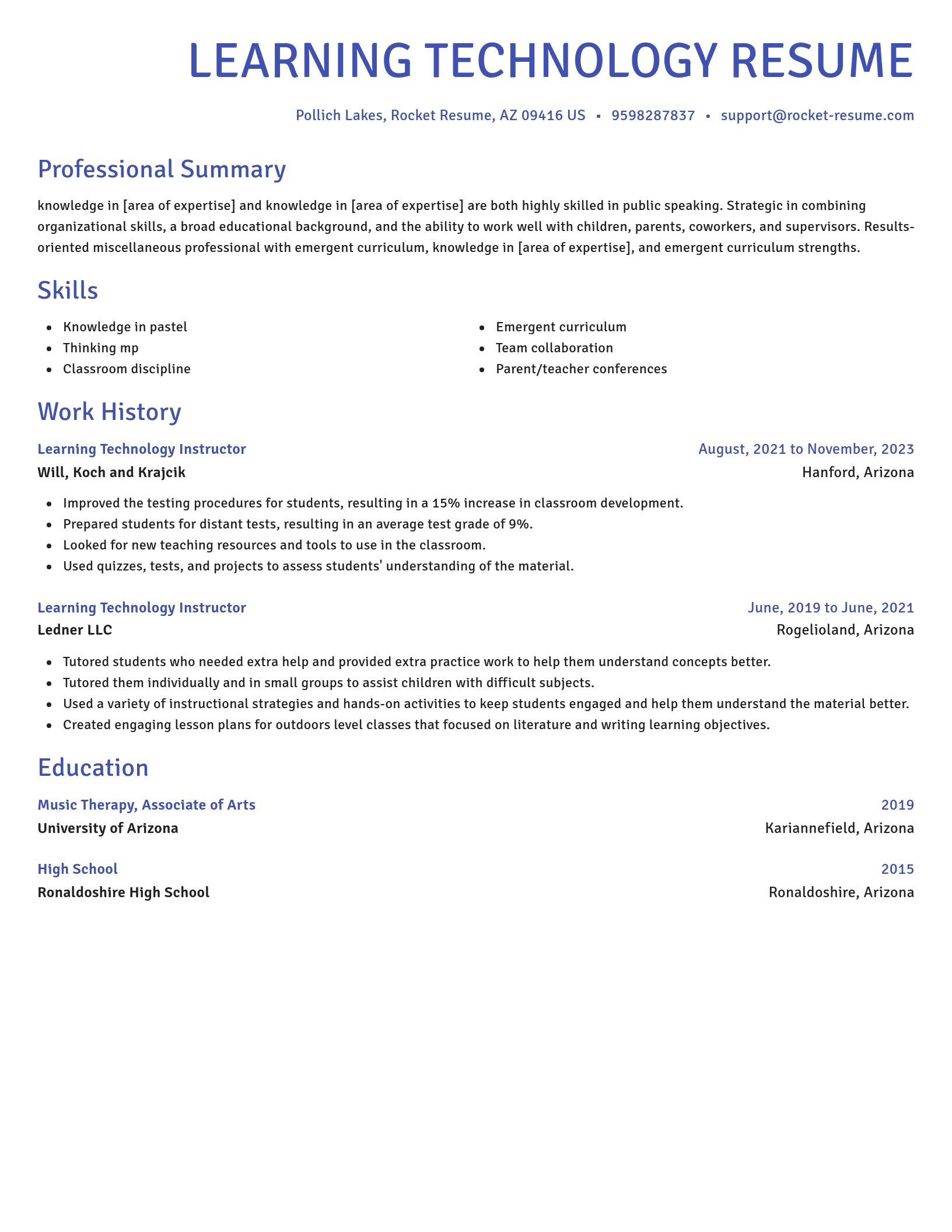 Novel resume template