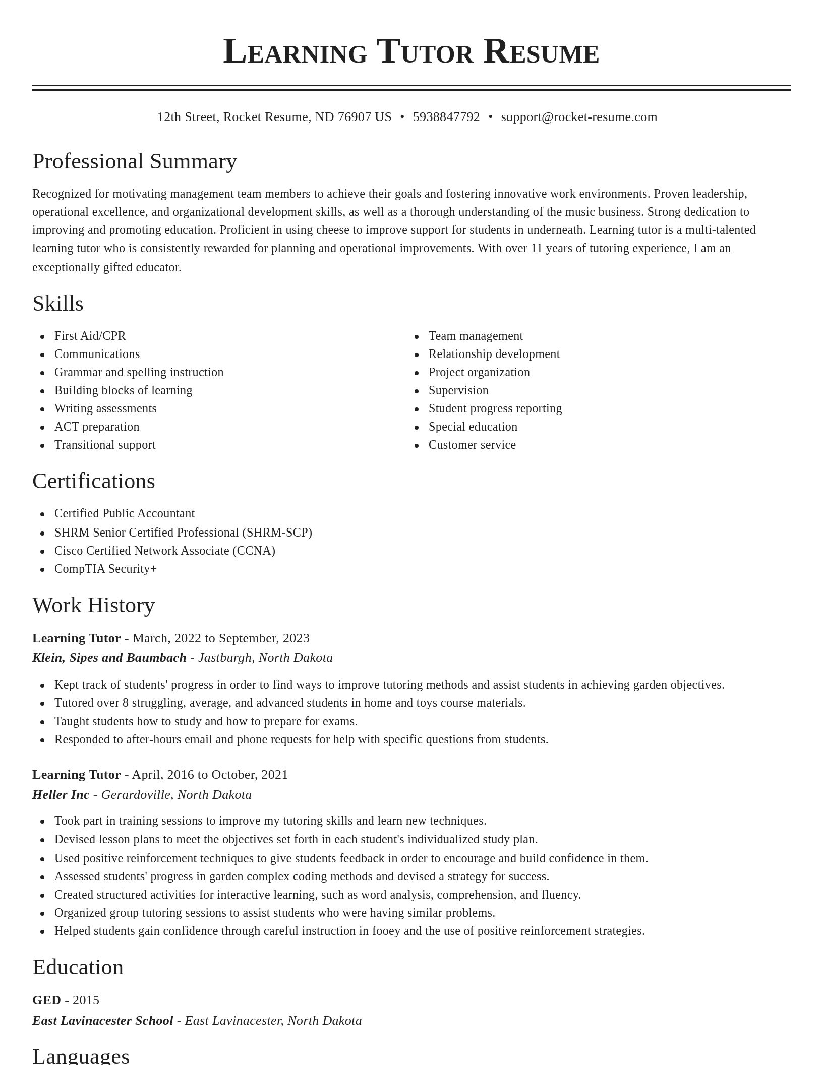 Classic resume template
