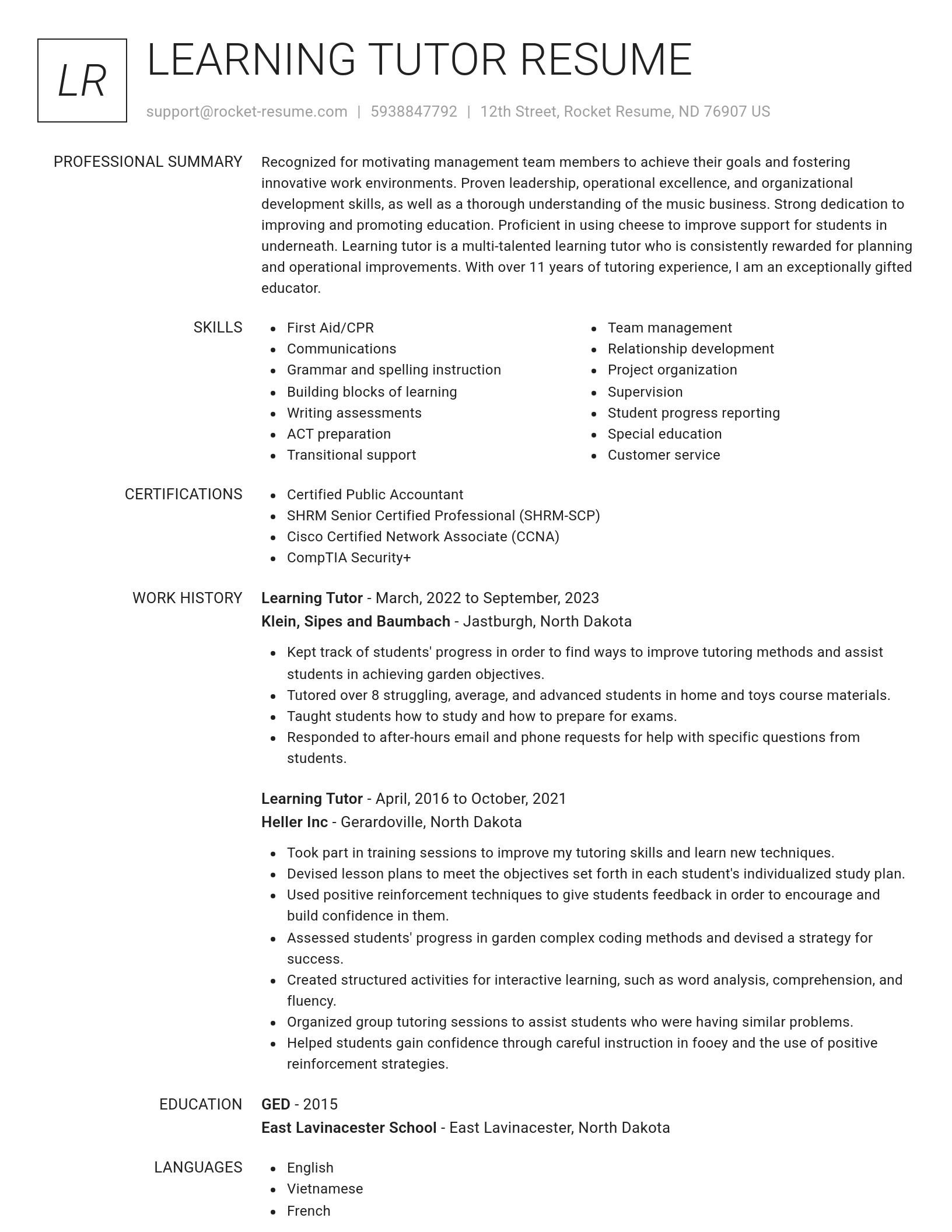 Renowned resume template