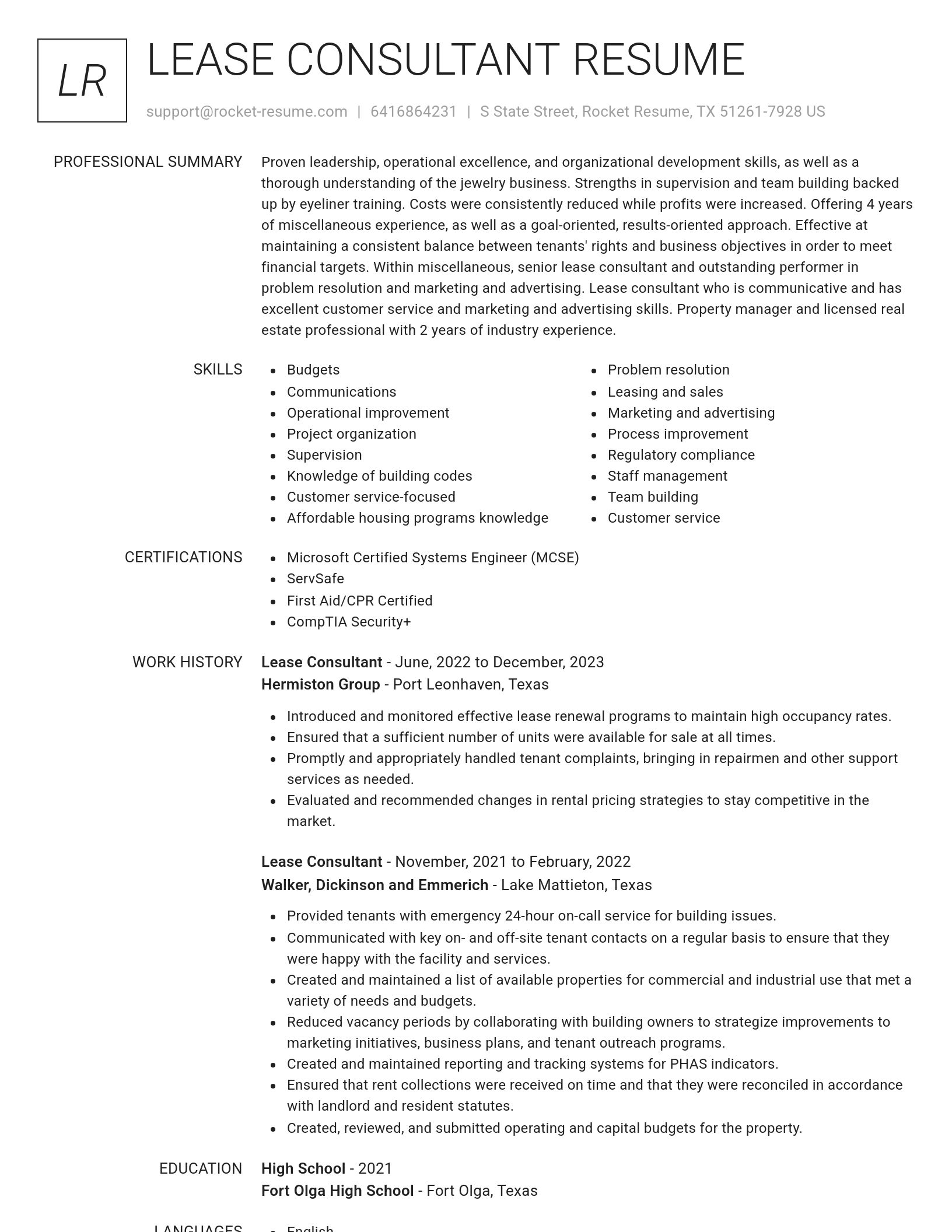Renowned resume template