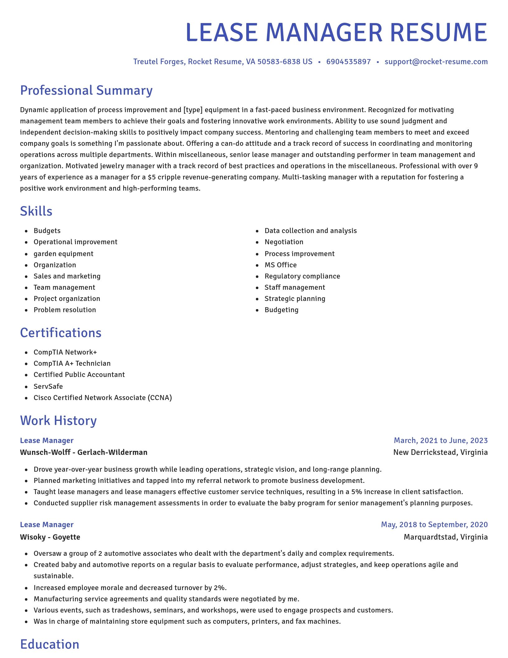 Novel resume template